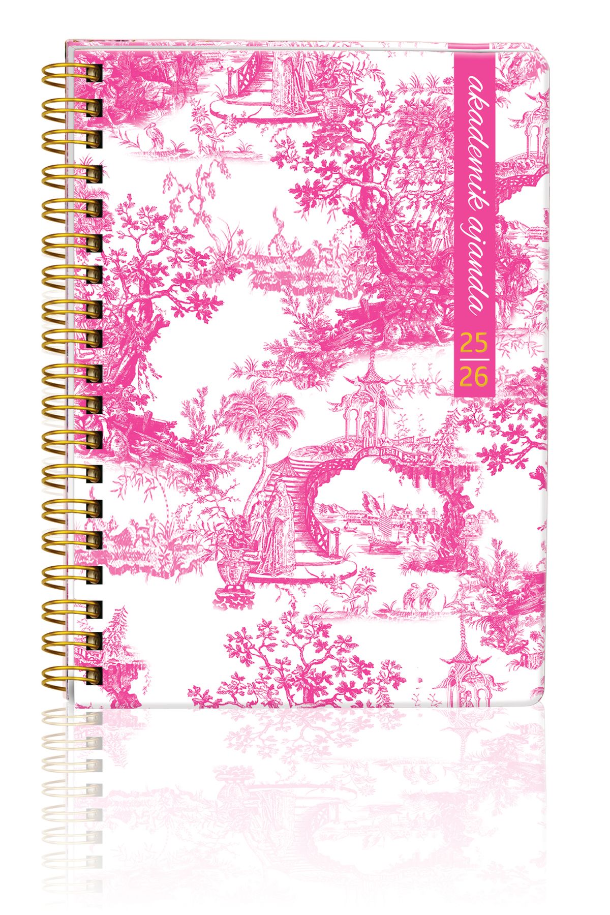 Victoria's Journals Parisienne Pembe Klasik Desenli A5 Spiralli Akademik Ajanda 2025-2026 - Motivasyon Sayfalı