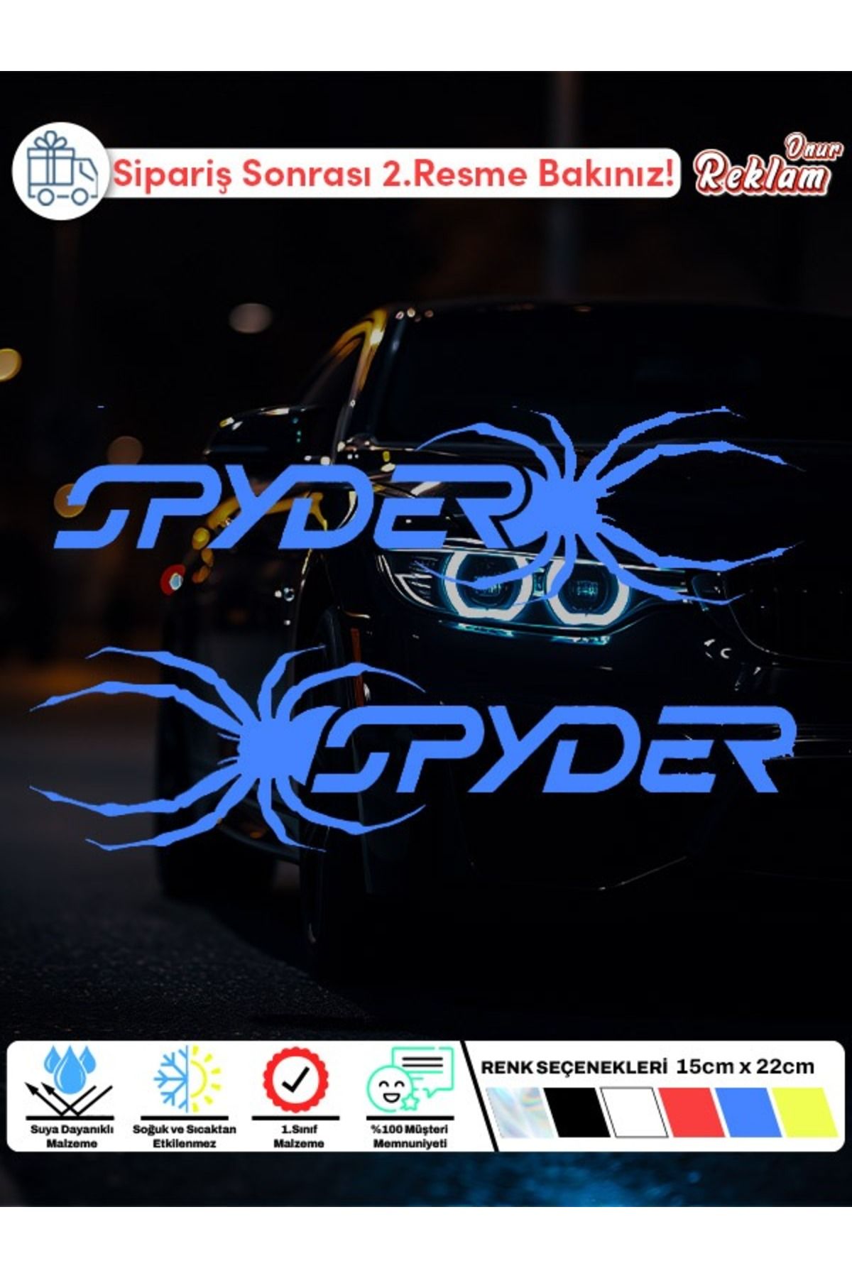 Onur Reklam SPYDER Araba Cam Sticker Seti – Mor Örümcek Temalı 2’li – 15x22 cm