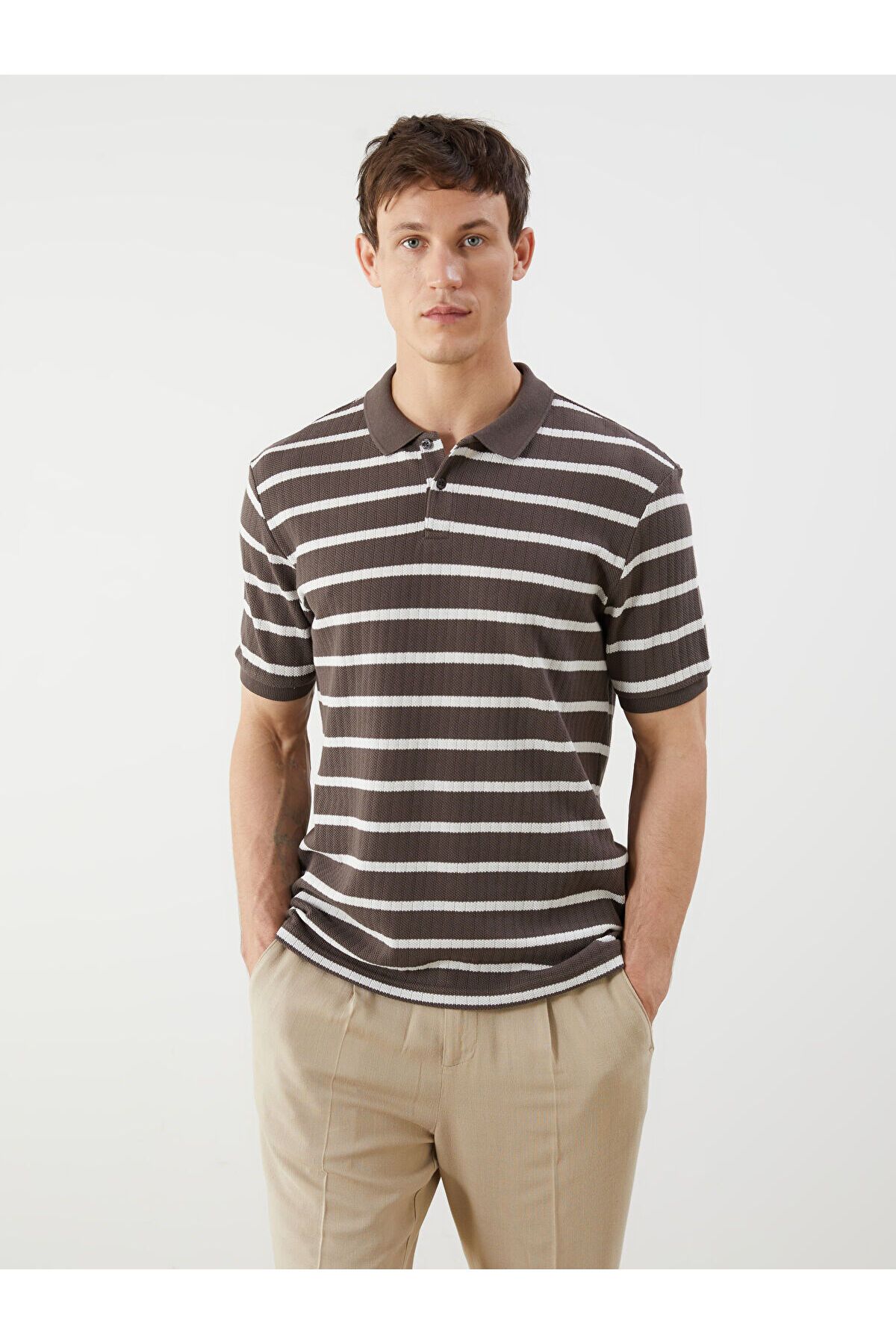 LC Waikiki Polo Yaka Çizgili Erkek Tişört