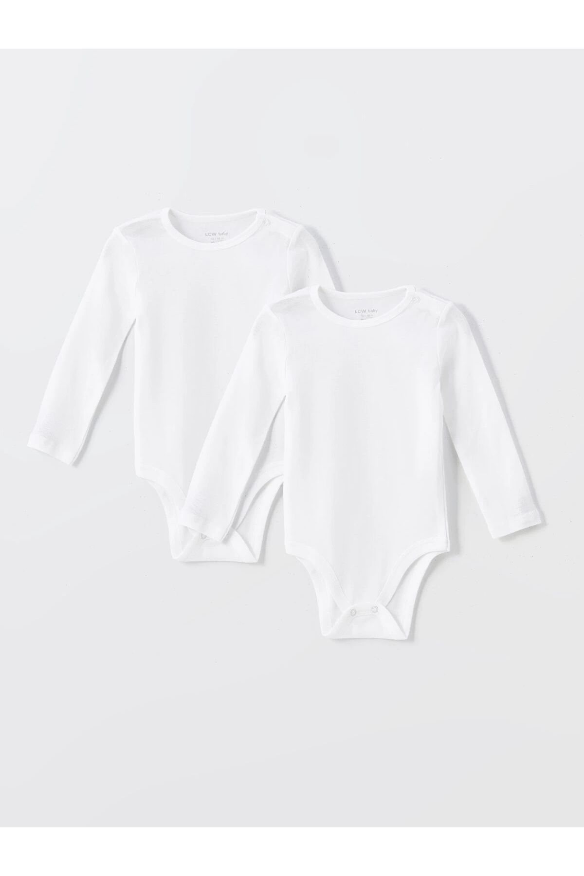 LC Waikiki LCW baby Ekru Bisiklet Yaka Uzun Kollu Kız Bebek Çıtçıtlı Bodysuit 2'li