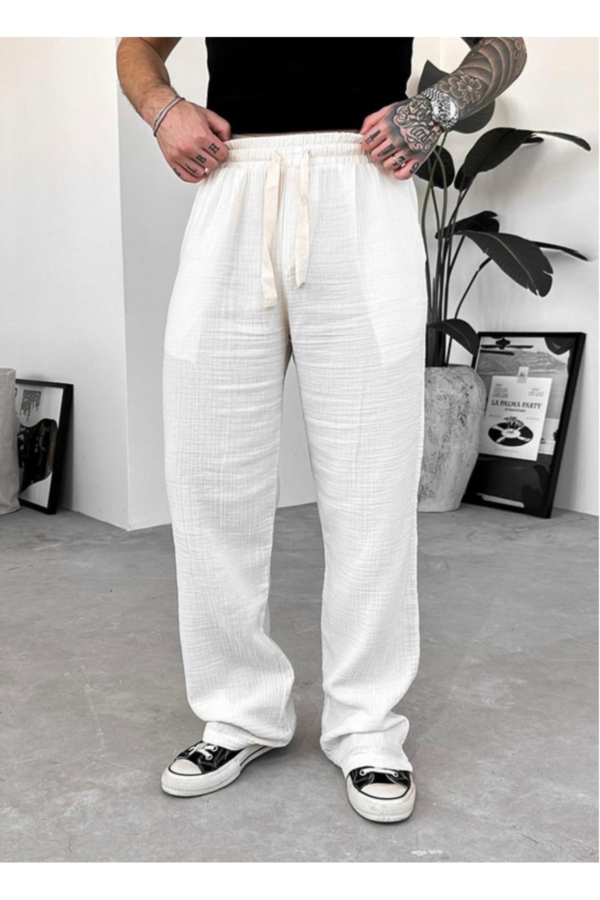 oraystore Müslin Kumaş Baggy Pantolon