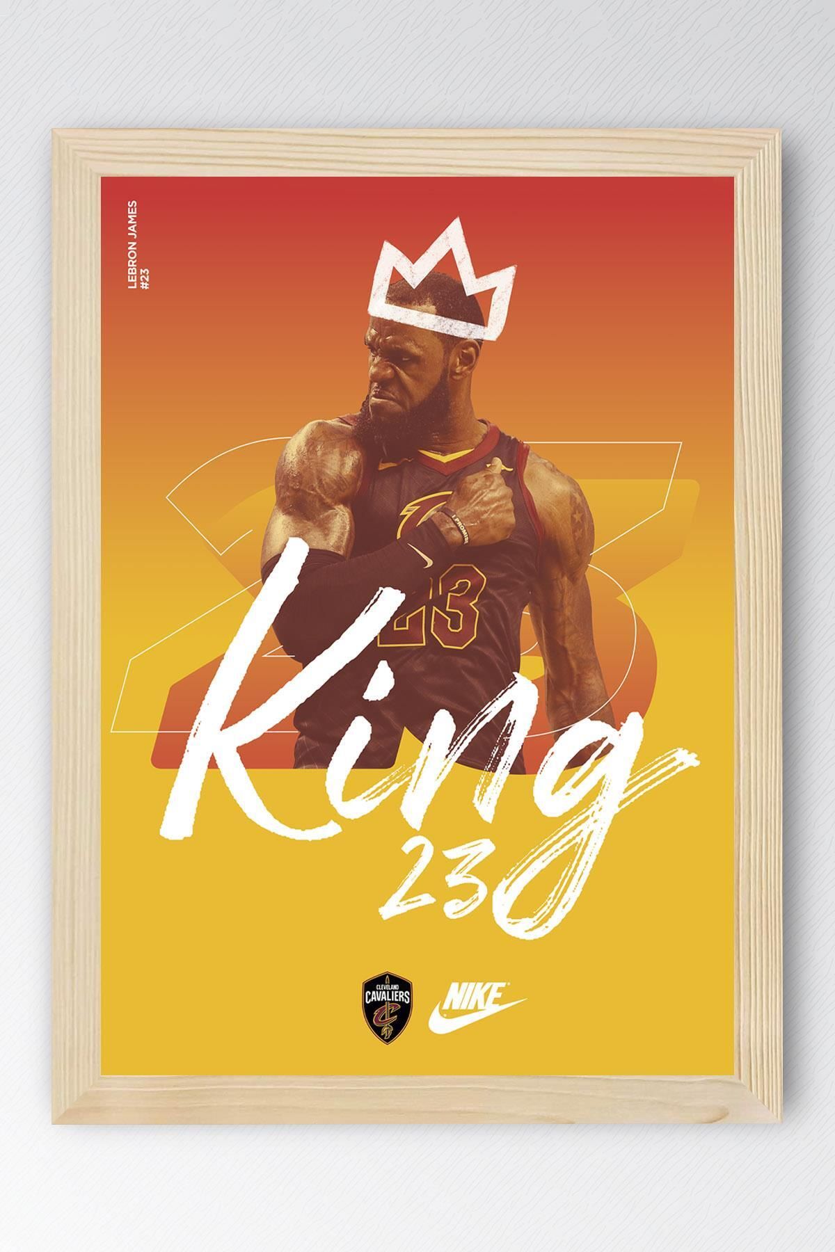Saturn LeBron James 23 King Çerçeveli Tablo - Cleveland Cavaliers NBA Posteri Tablo