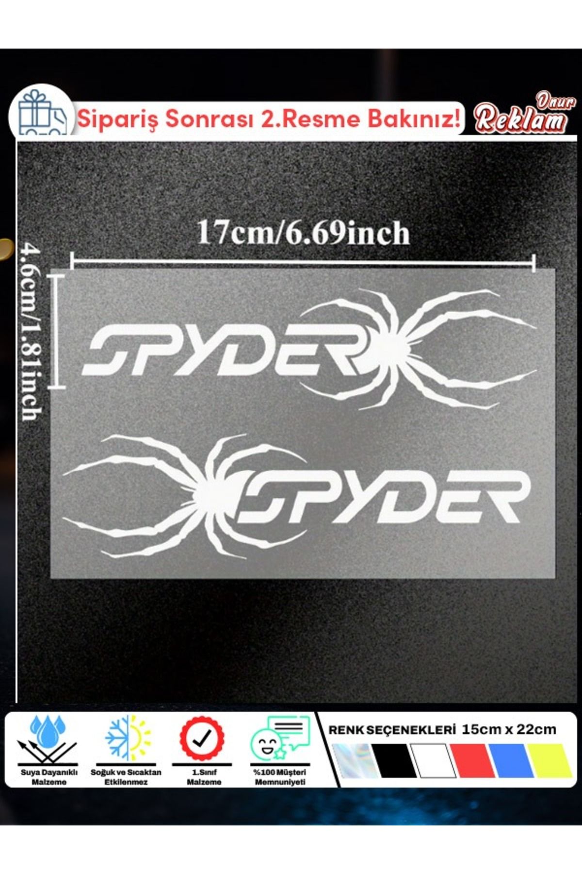 Onur Reklam SPYDER Araba Cam Sticker Seti – Mor Örümcek Temalı 2’li – 15x22 cm