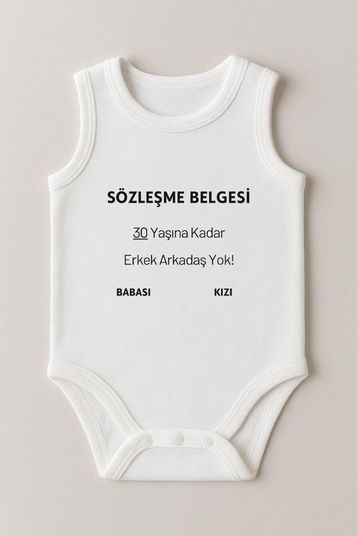 Minou Wear Sözleşme Yazılı Kolsuz Çıtçıtlı Bebek Zıbını