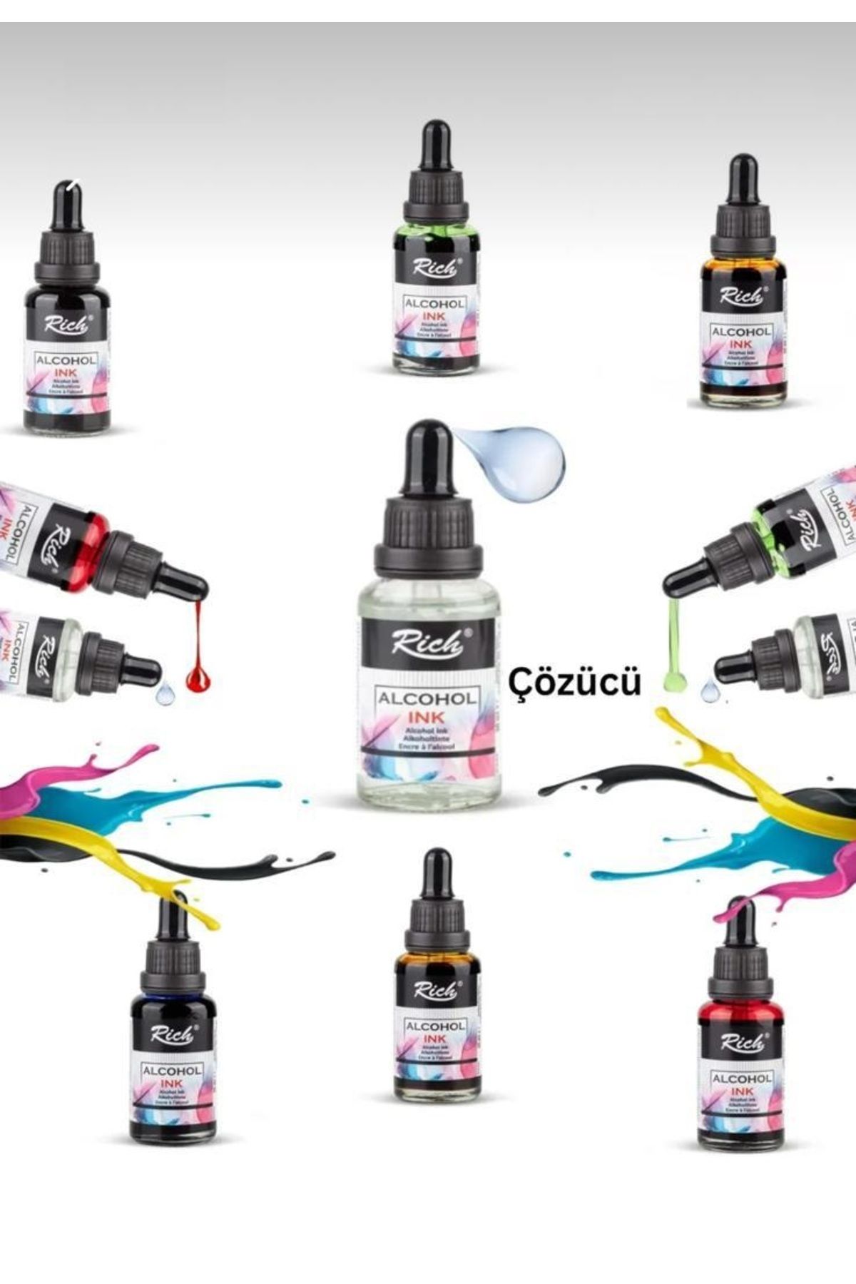MİLACOLOR Rch Alcohol Ink EPOKSİ REÇİNE Alkol Bazlı Mürekkep 30 ml Tüm Renkler Çözücü (EXTENDER)