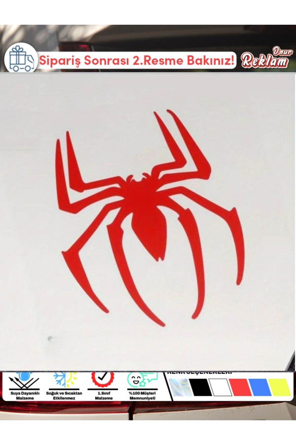 Onur Reklam Mavi Örümcek Logolu Araba Sticker – Spider Style – 15x22 cm