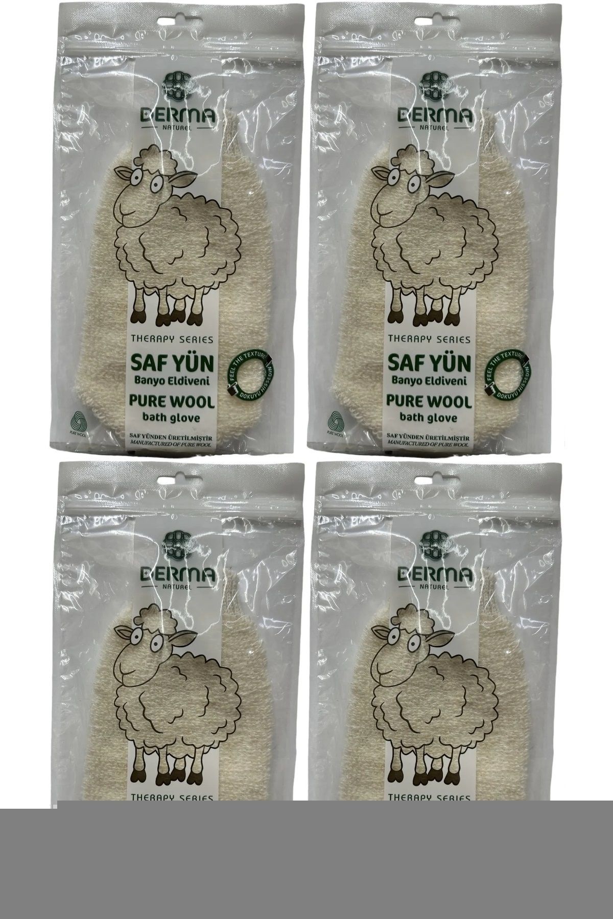 Derma Naturel Therapy Saf Yün Banyo Eldiveni T-485 (4 Lü Set)