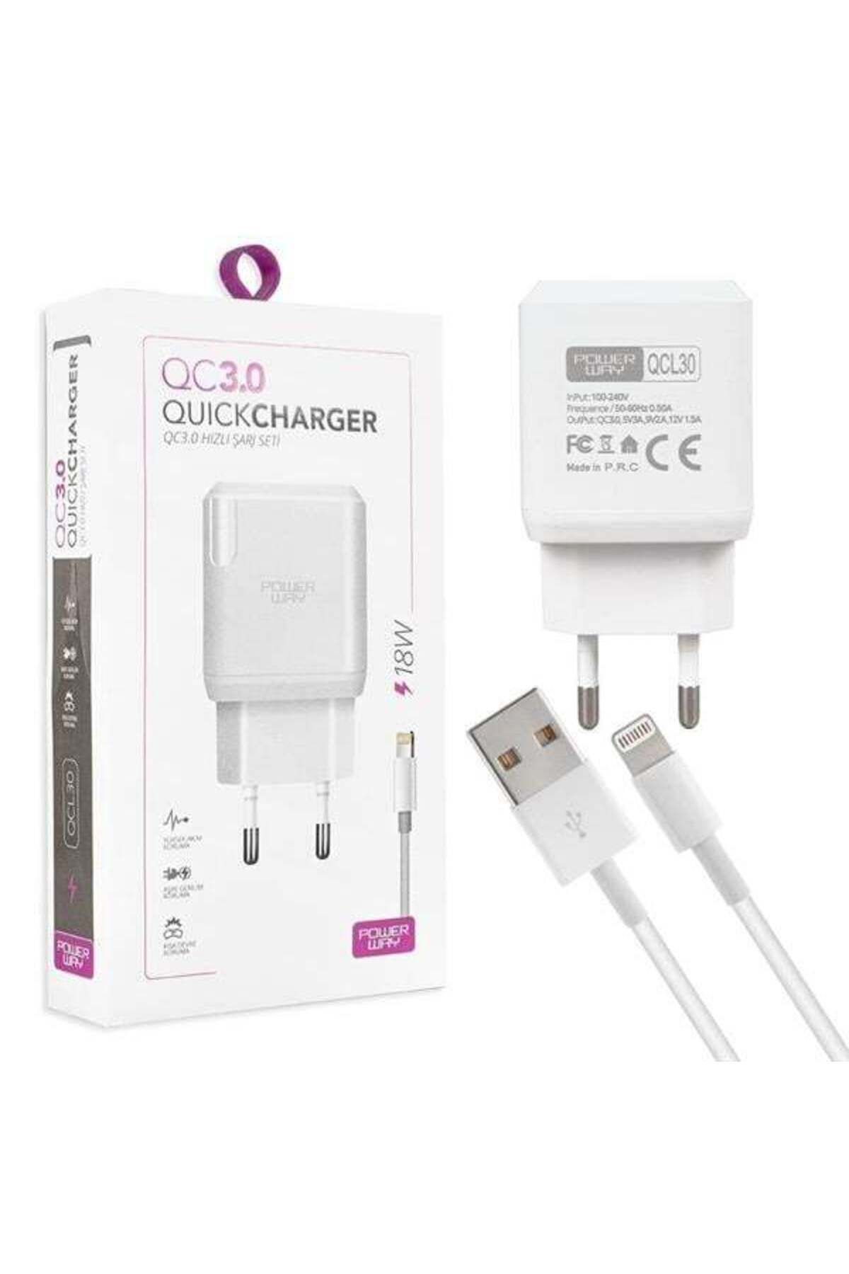 Zayla Powerway QCL30 Hızlı 3000 Ma 18 Watt Lightning Şarj Kafa Başlık Adaptörü