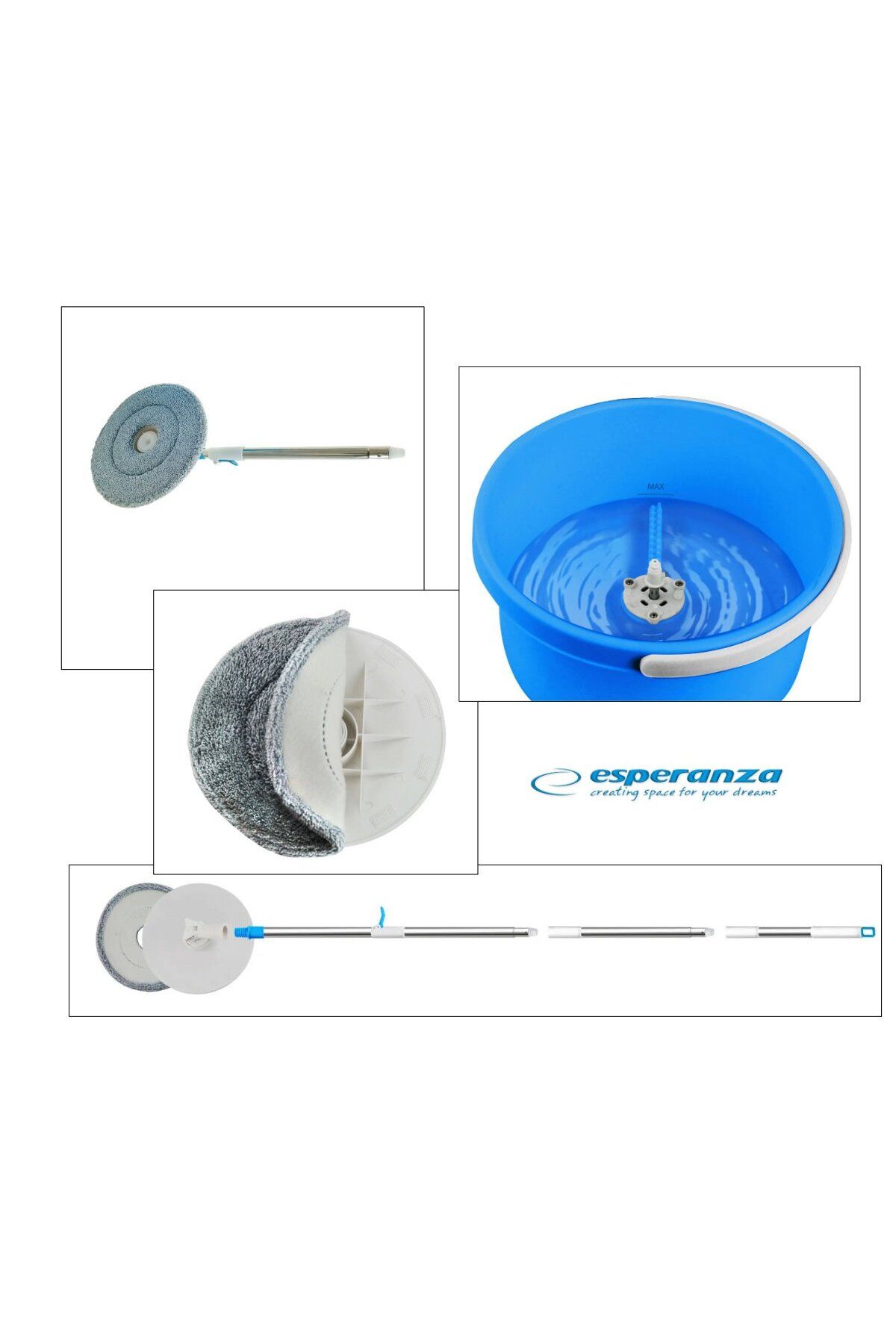 ESPERANZA-Spin Mop rotating mop set, with bucket and wringer, 360 degree rotation 4