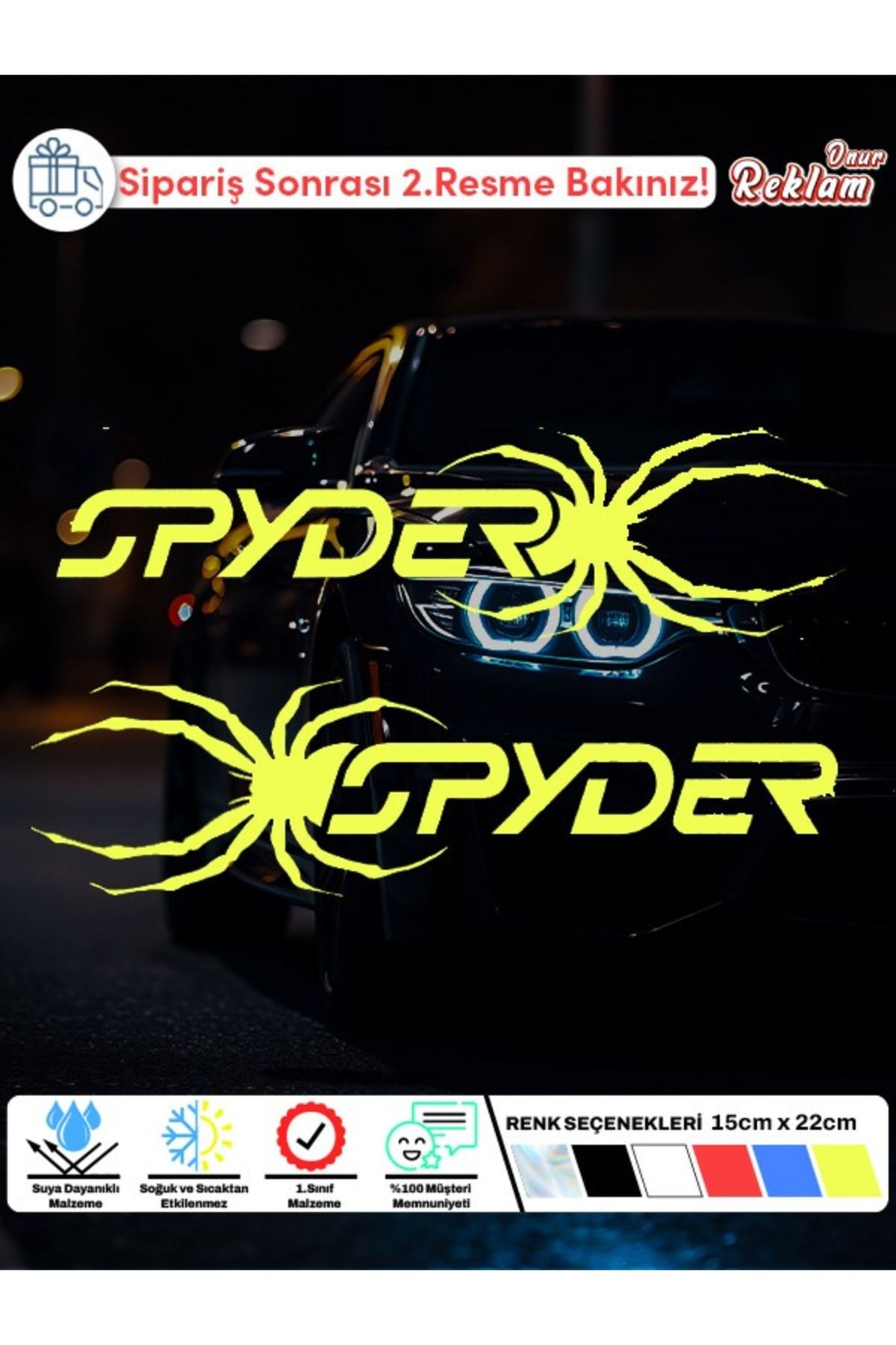 Onur Reklam SPYDER Araba Cam Sticker Seti – Mor Örümcek Temalı 2’li – 15x22 cm