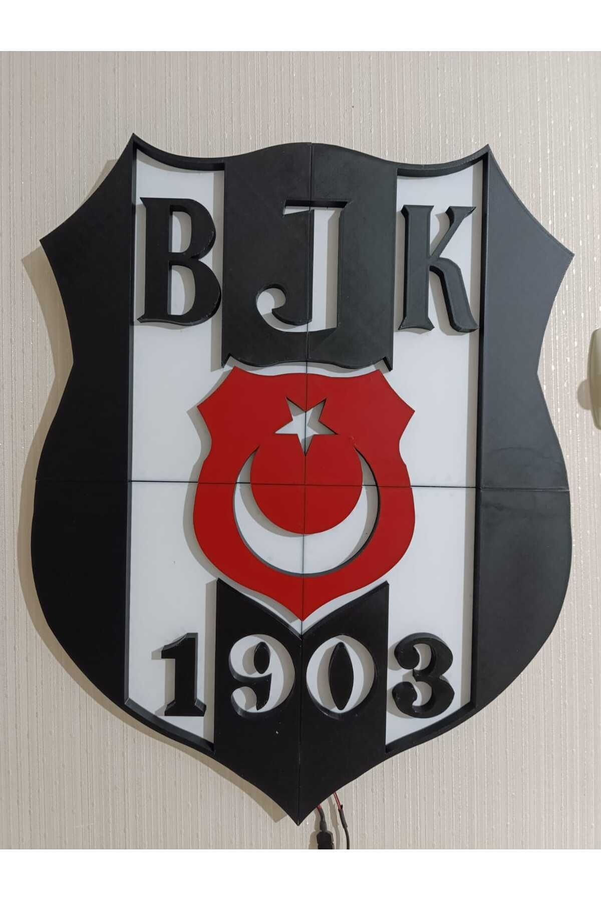 3D SAN BASKI LED Işıklı Beşiktaş Duvar Dekoru