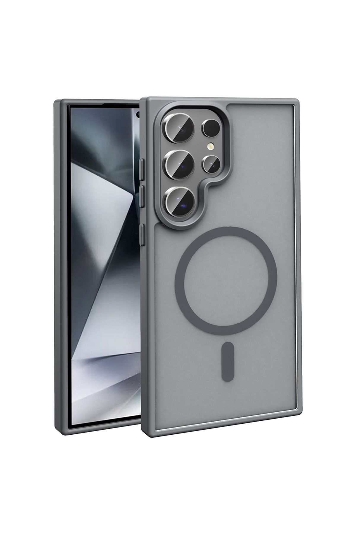 Gpack Samsung Galaxy S25 Ultra uyumlu Kılıf Magsafeli Mat Arka Yüzey Sio Kapak Gri