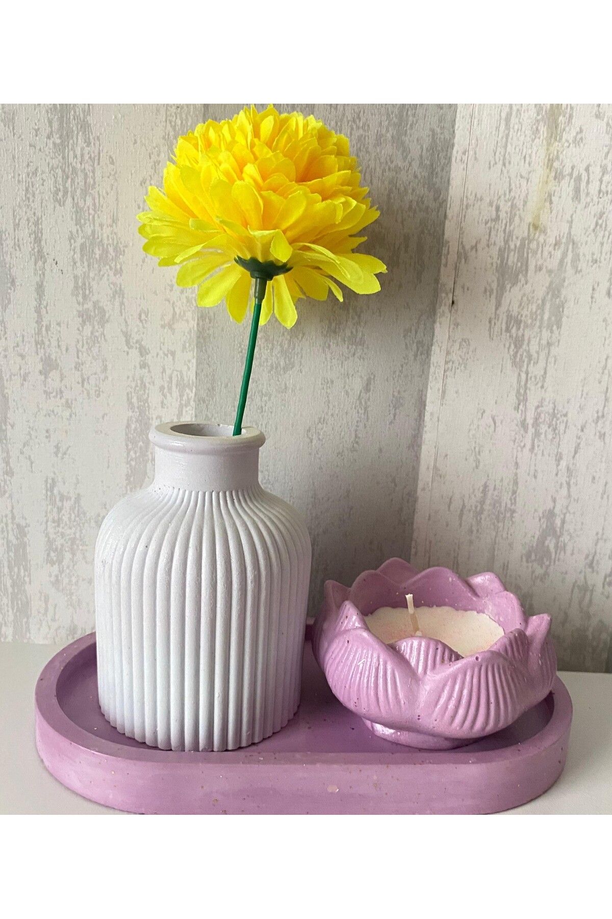 Saturnay Vazo & Lotus Kase Kokulu Mum Takımı