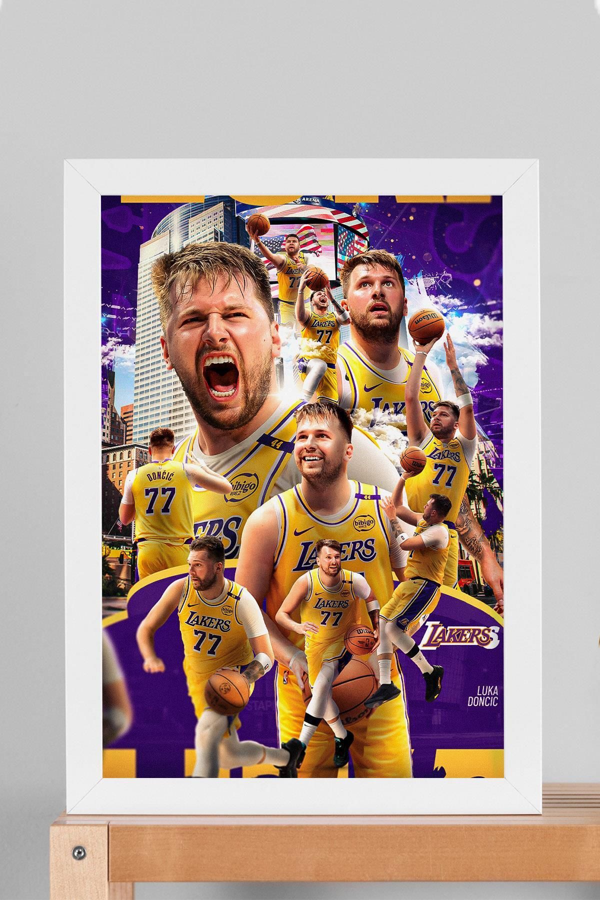 Saturn Luka Doncic Çerçeveli Tablo - Los Angeles Lakers NBA Posteri Tablo