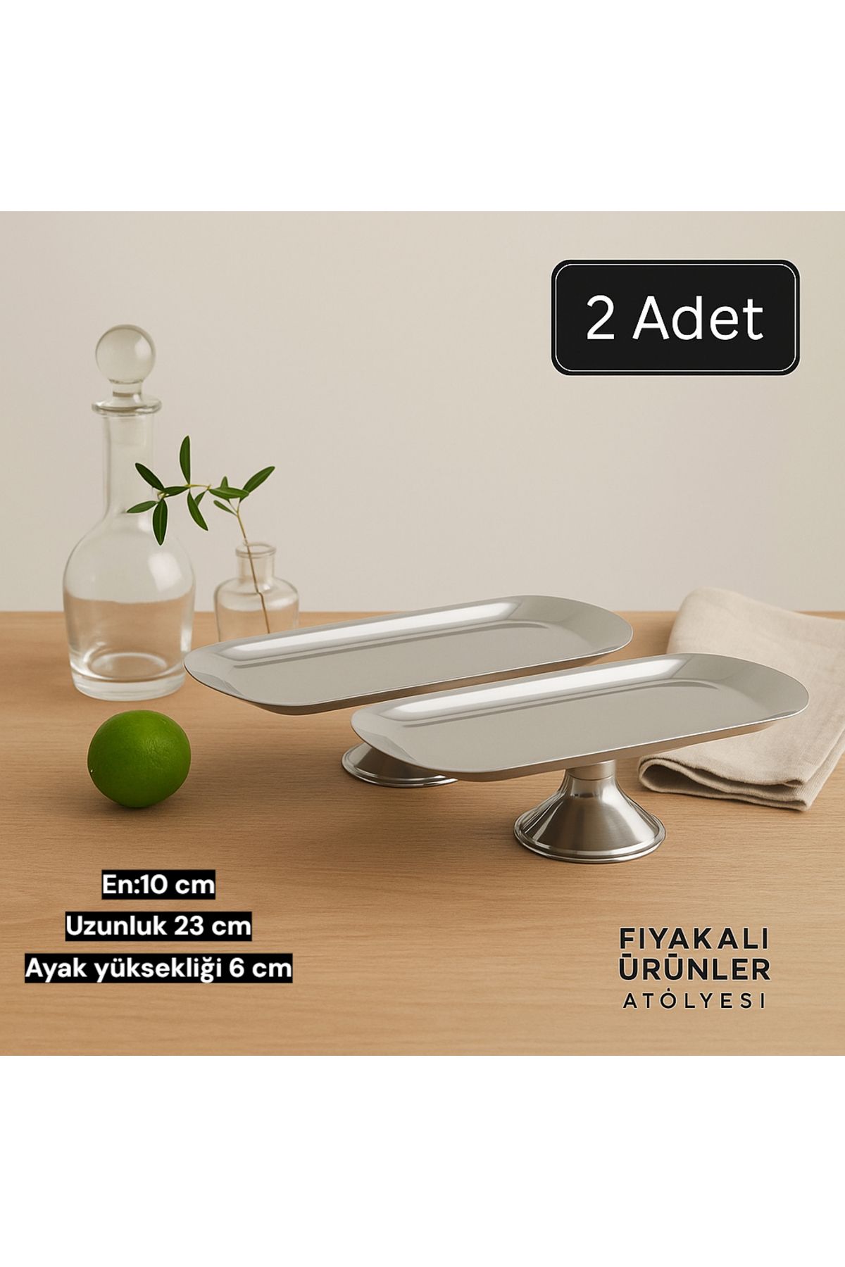 Fiyakalı Ürünler Atölyesi 10x23 cm Ayaklı Kayık GOLD Sunumluk,Çerezlik,Kahvaltı Tabağı,Sunum tabağı,Kozmetik,Takı Tabağı