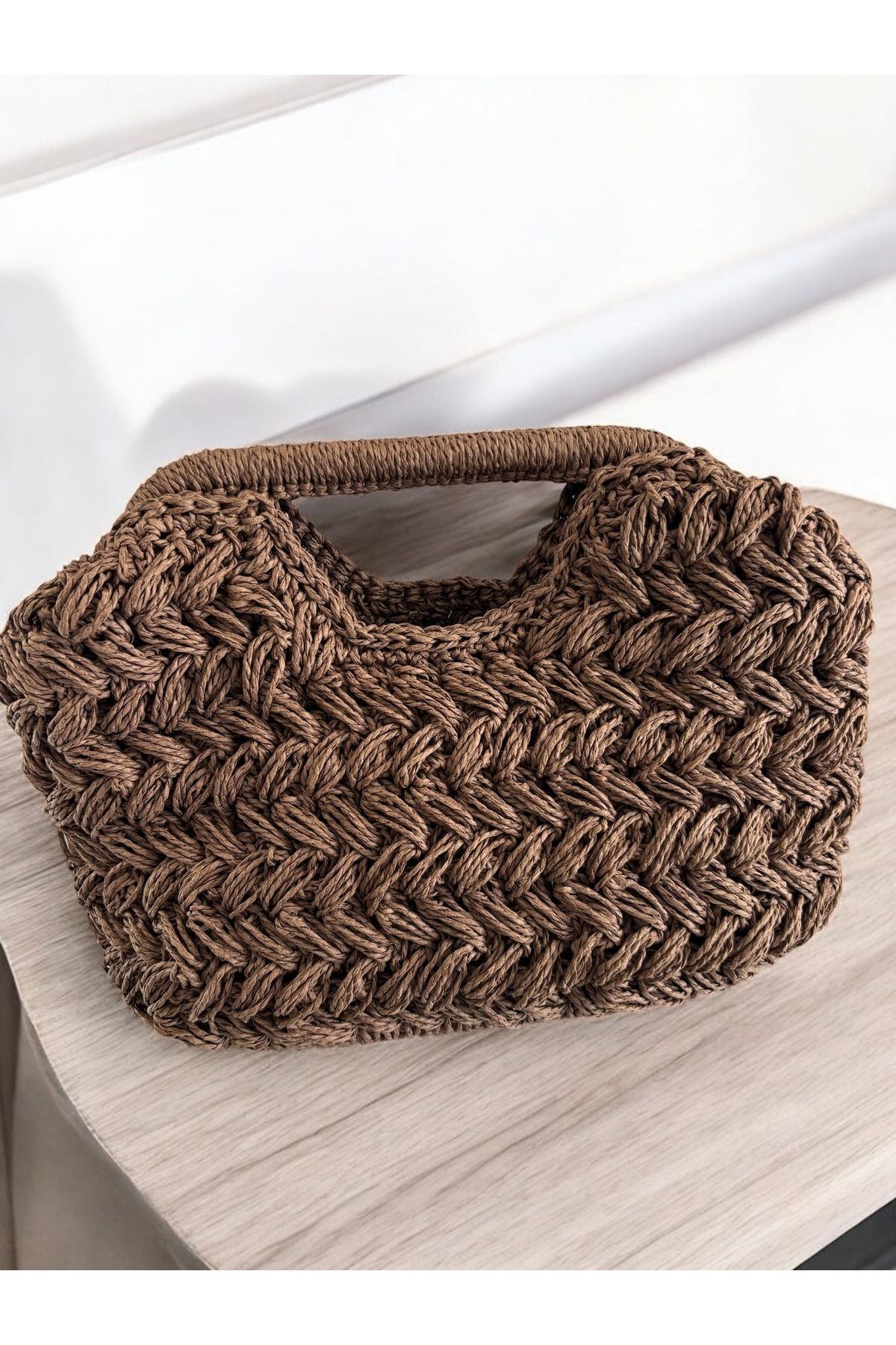 ZAHandmade Acı kahve burslu çanta el yapımı