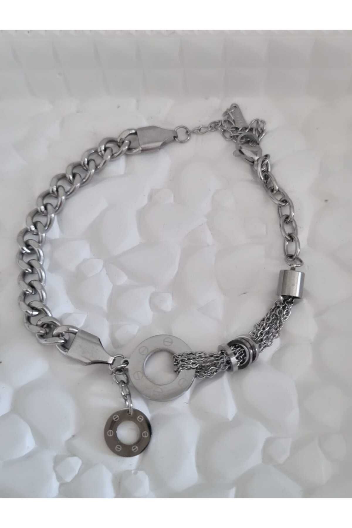BRONZSTEEL Kalın zincir silver bileklik