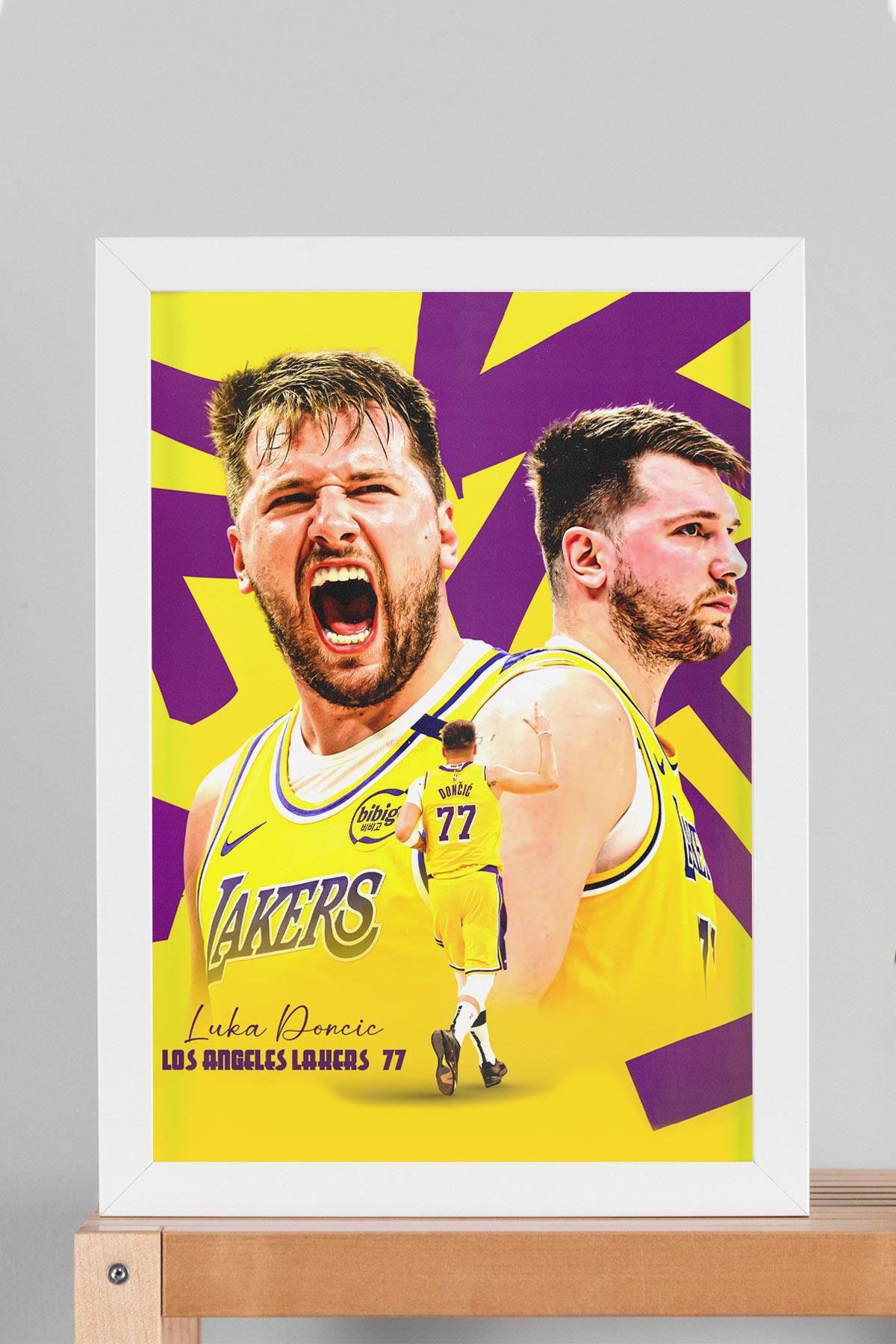Saturn Luka Doncic Çerçeveli Tablo - Los Angeles Lakers NBA Posteri Tablo