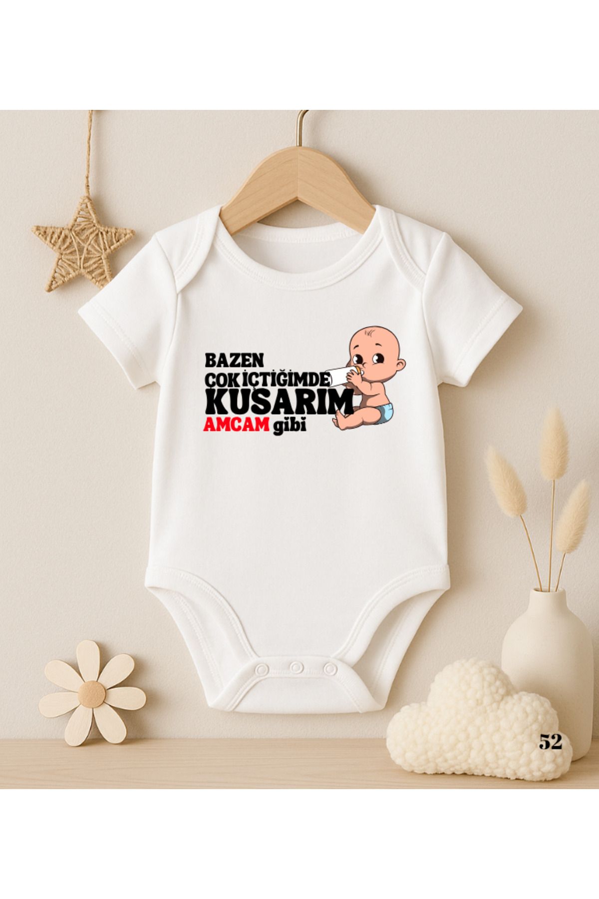 MODAT Amcasının Aslan Yeğeni Yazılı Baskılı Bebek badi zıbın
