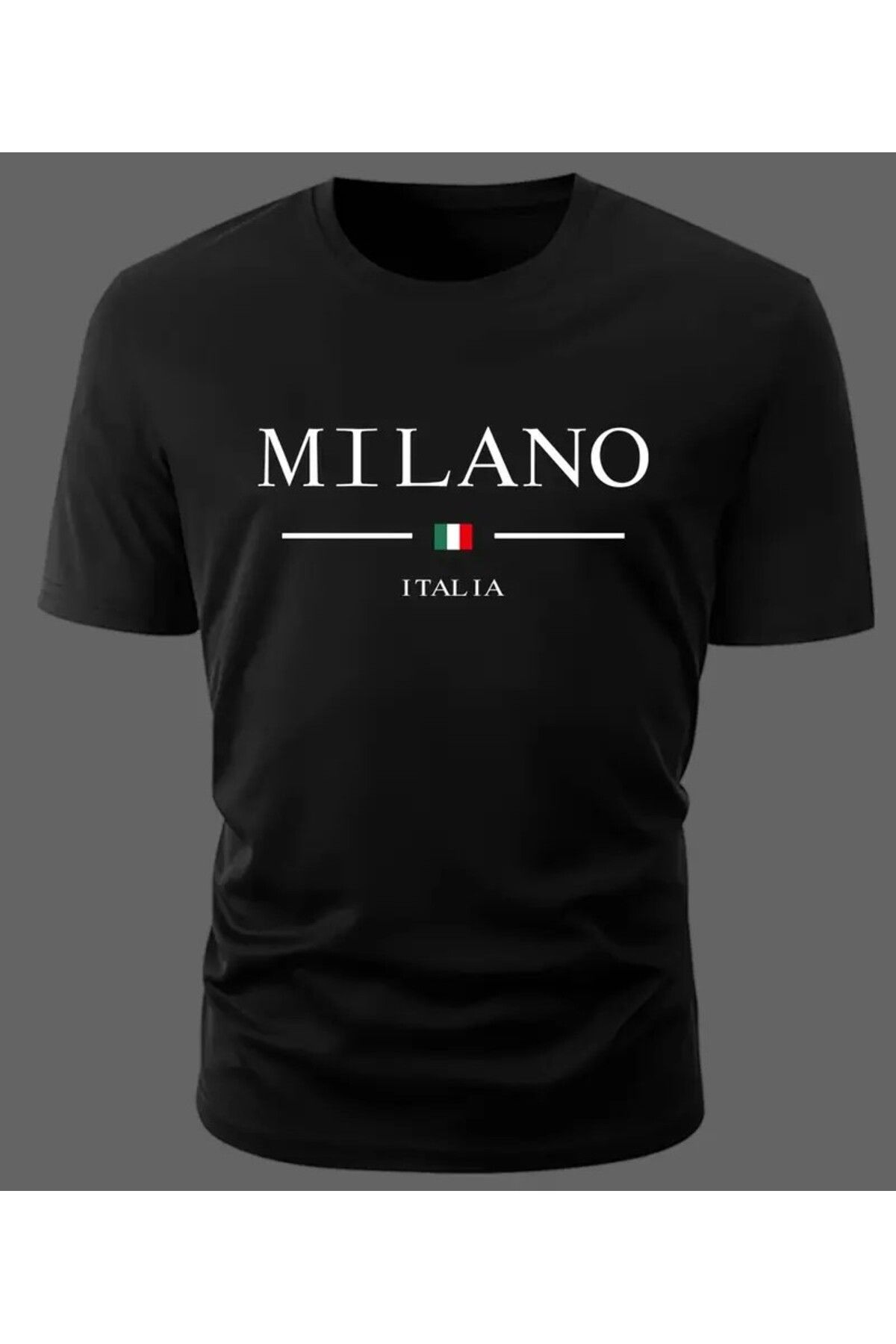 benimcombinim Unısex Erkek/Kadın Milano İtaly Baskılı Oversize Pamuklu Bisiklet Yaka T-Shirt tişört