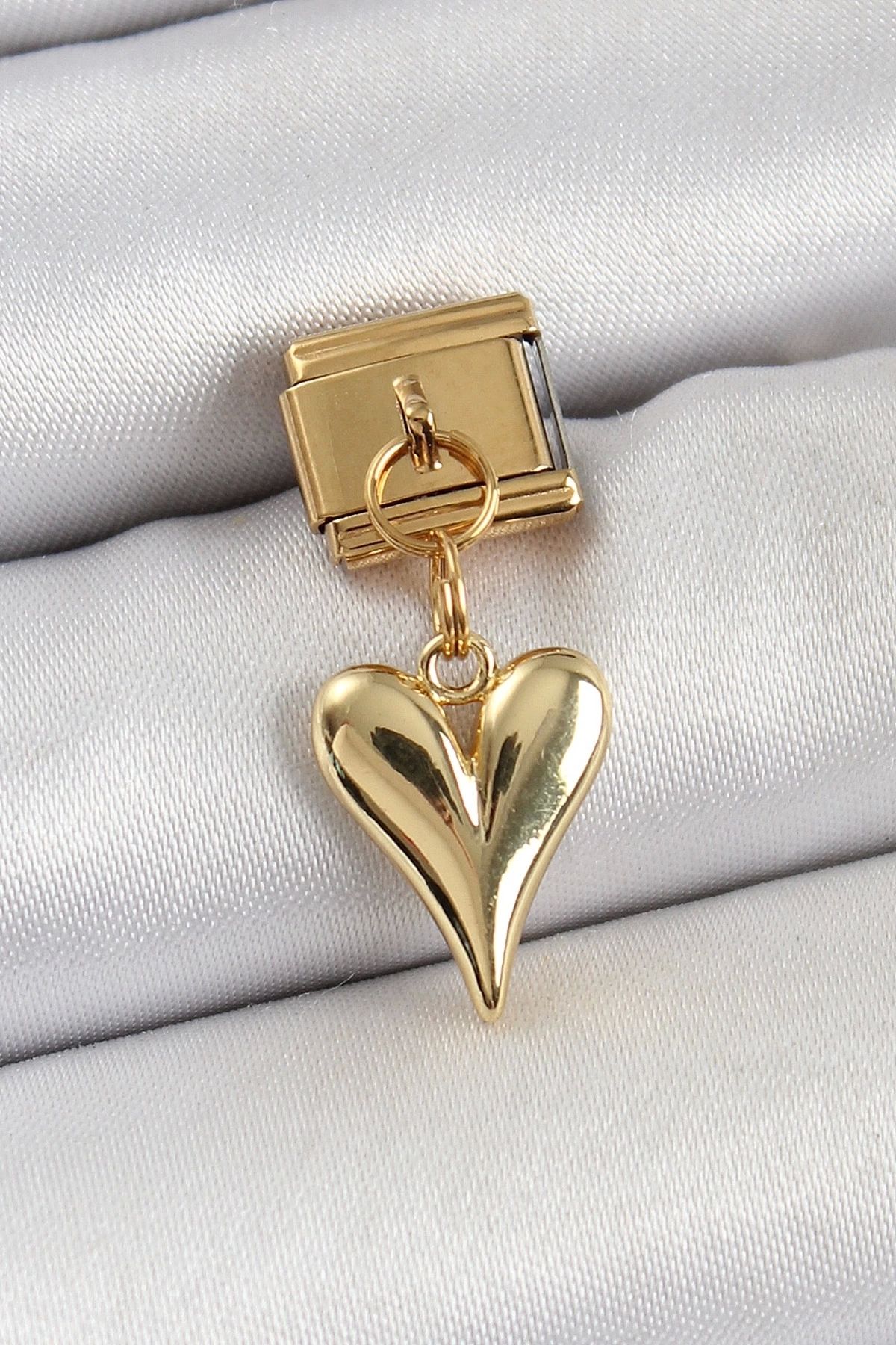 shopwave 316L Çelik Sallantılı Kalp Model Gold Renk Nomination Charm