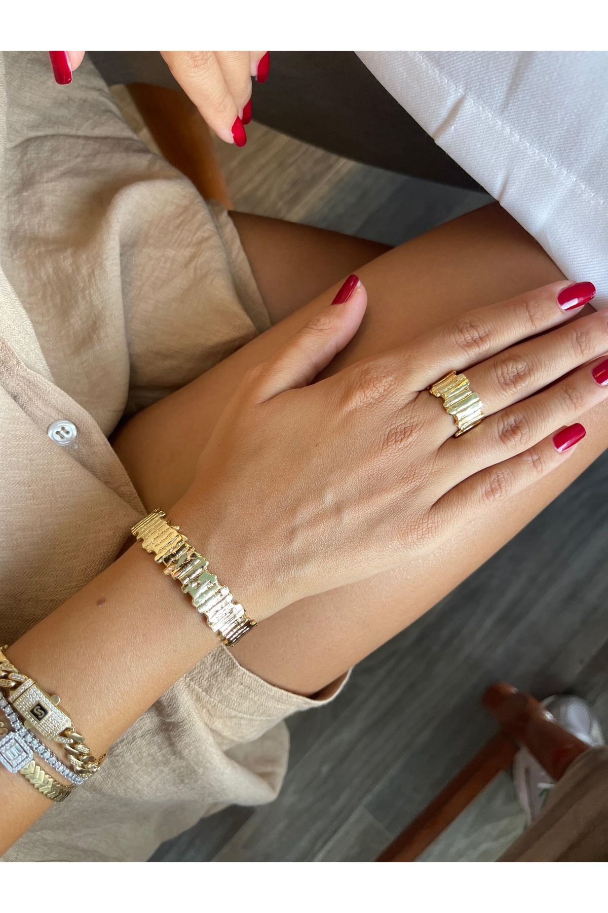 shop Asimetrik Gold Yüzük