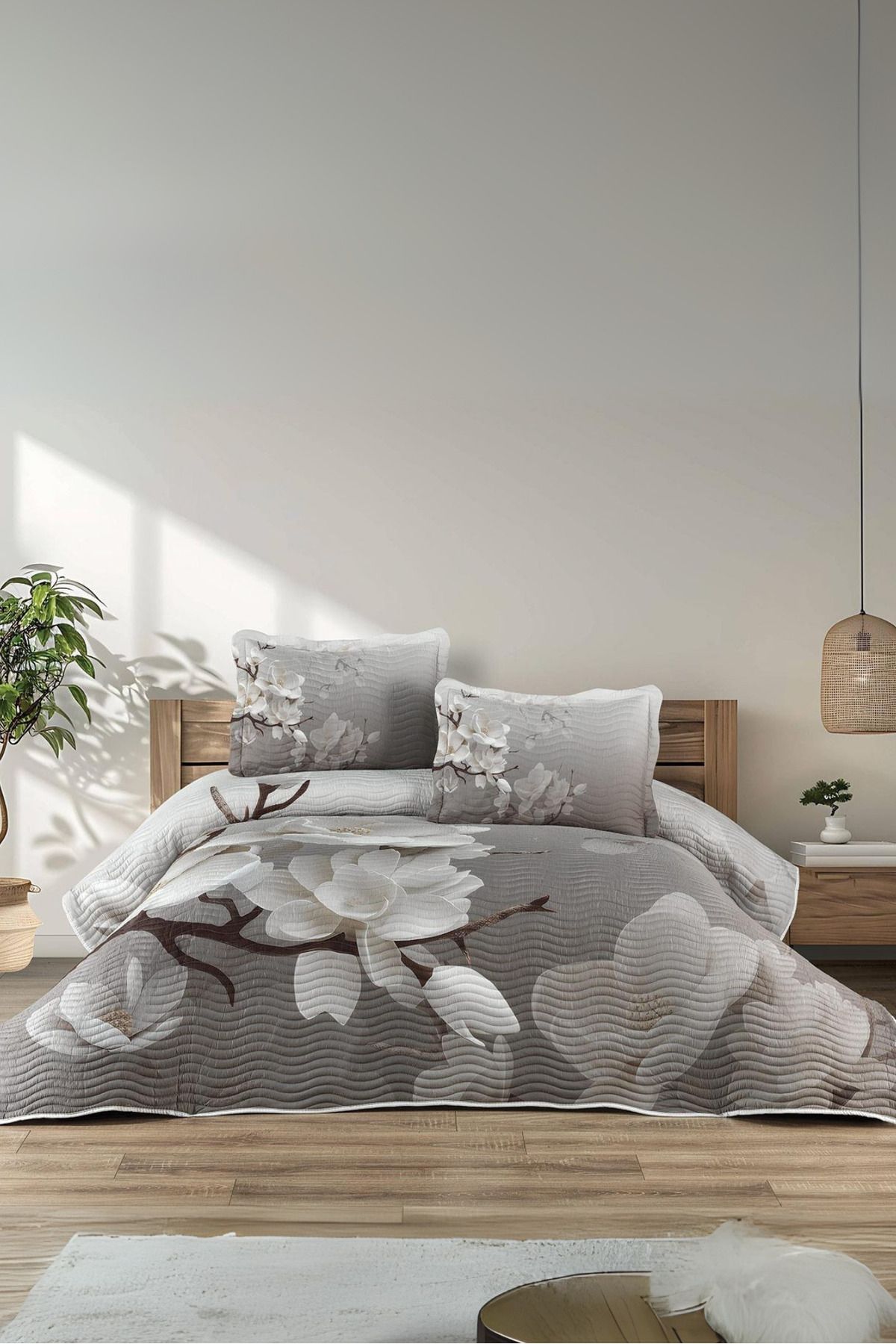 BELENAY HOME Fiore 3 Parça Çift Kişilik Yatak Örtüsü Takımı – Pike Set