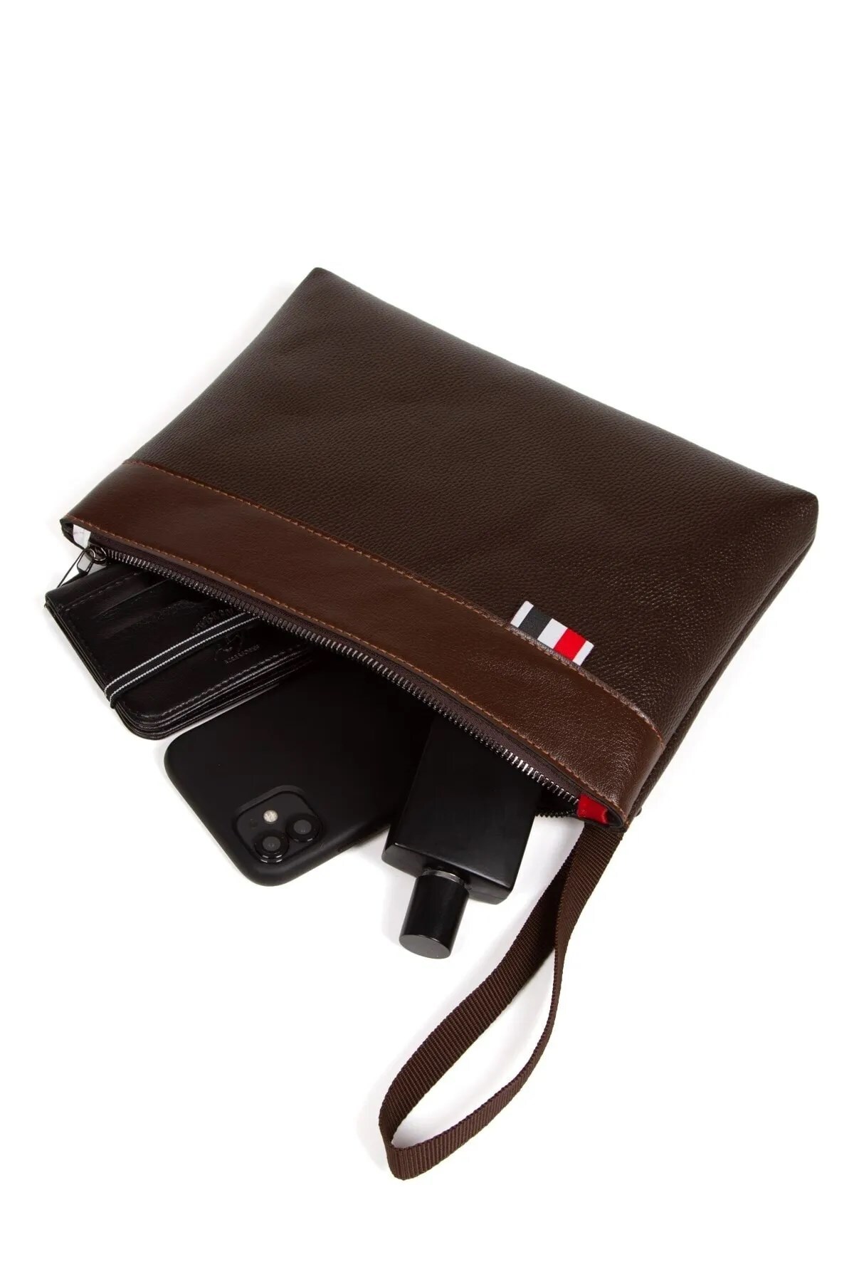 Newish Polo  Deri El Askılı Dosya Evrak Günlük Portföy & Clutch Çanta - Kahverengi - Görsel 6