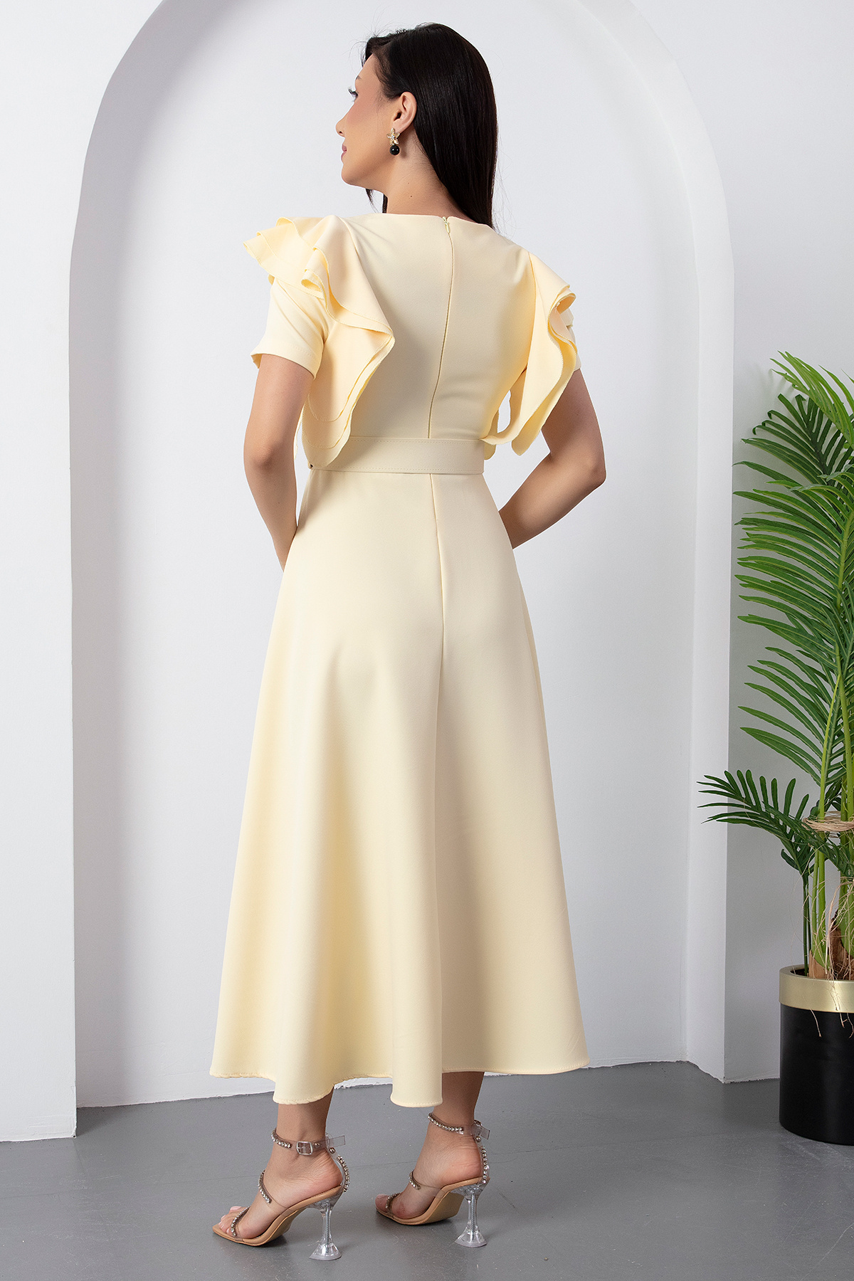 PULLIMM-Atlas Dress with Flared Sleeves and Belt Dks1213 7