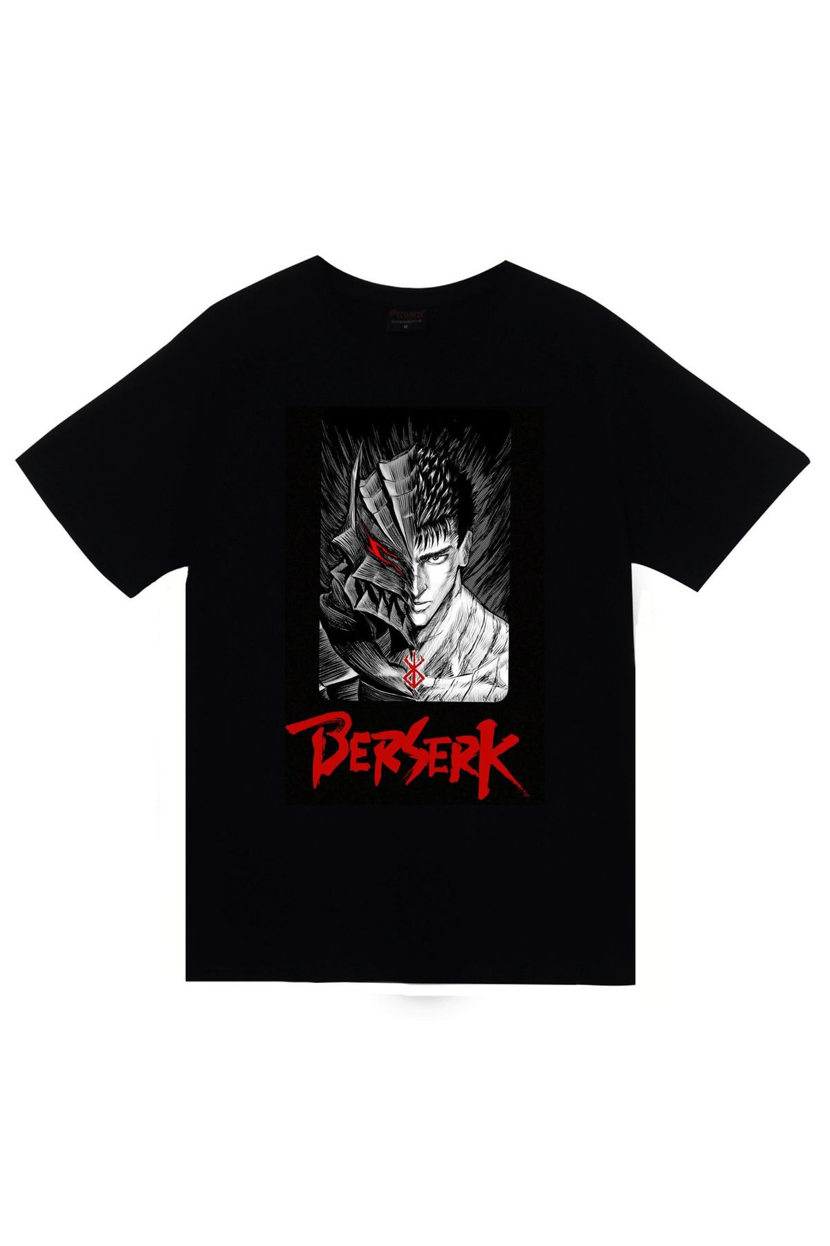 fame-stoned Berserk Anime Baskılı Unisex %100 Pamuk Siyah T-shirt