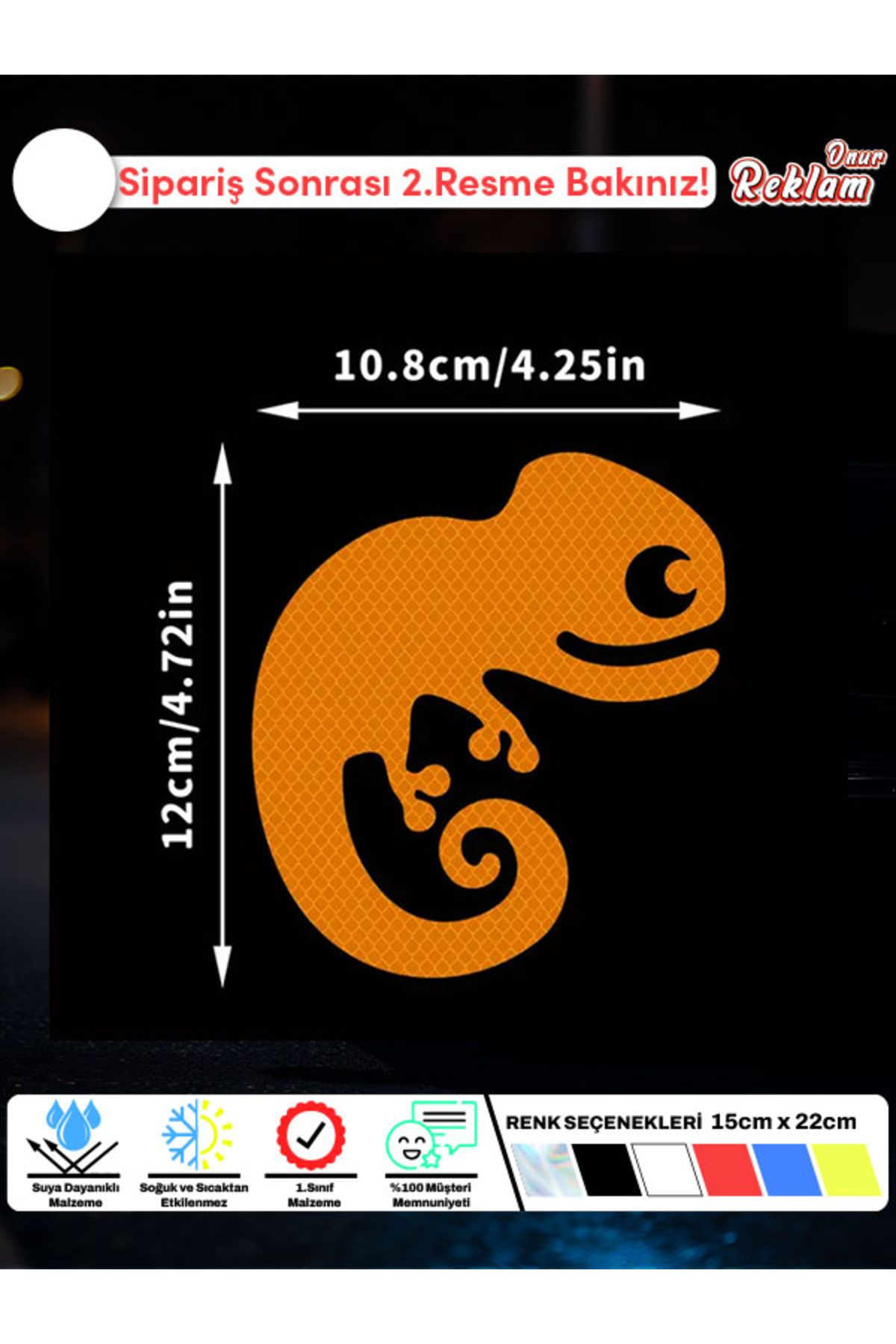 Onur Reklam Bukalemun Araba Sticker –12x10.8 cm