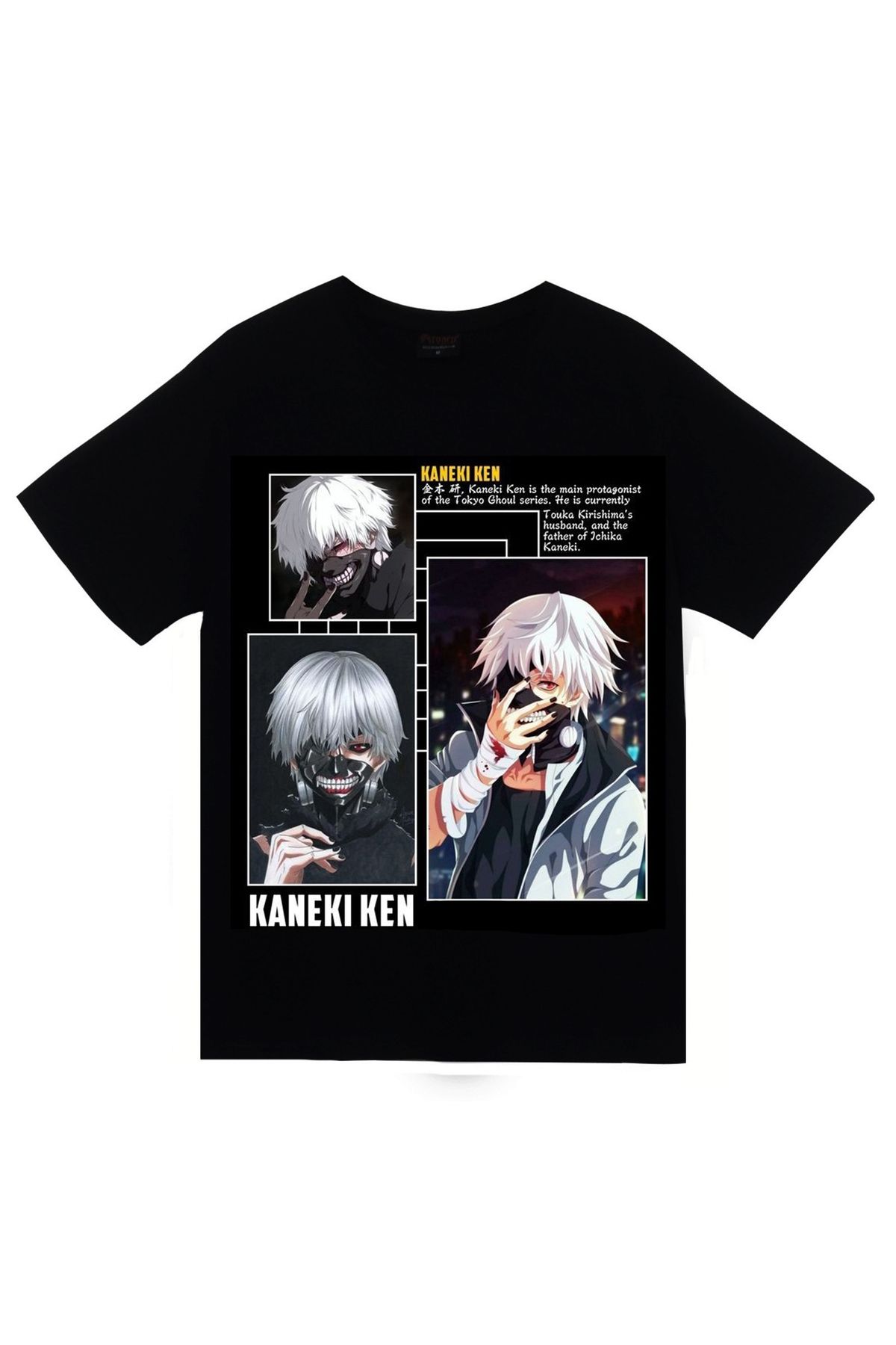 fame-stoned Tokyo Ghoul Kaneki Ken Baskılı Unisex %100 Pamuk Siyah T-shirt
