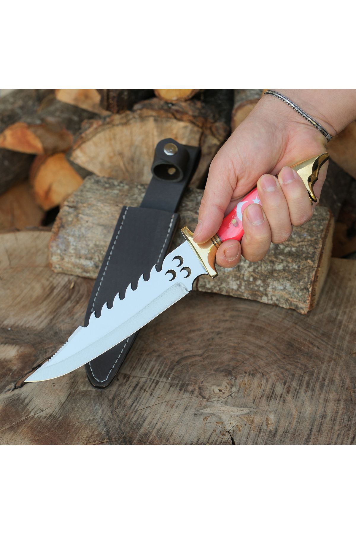 kösemehmet Av Bıçağı 35 Cm - Mika Sap - 3 Hilal Desen