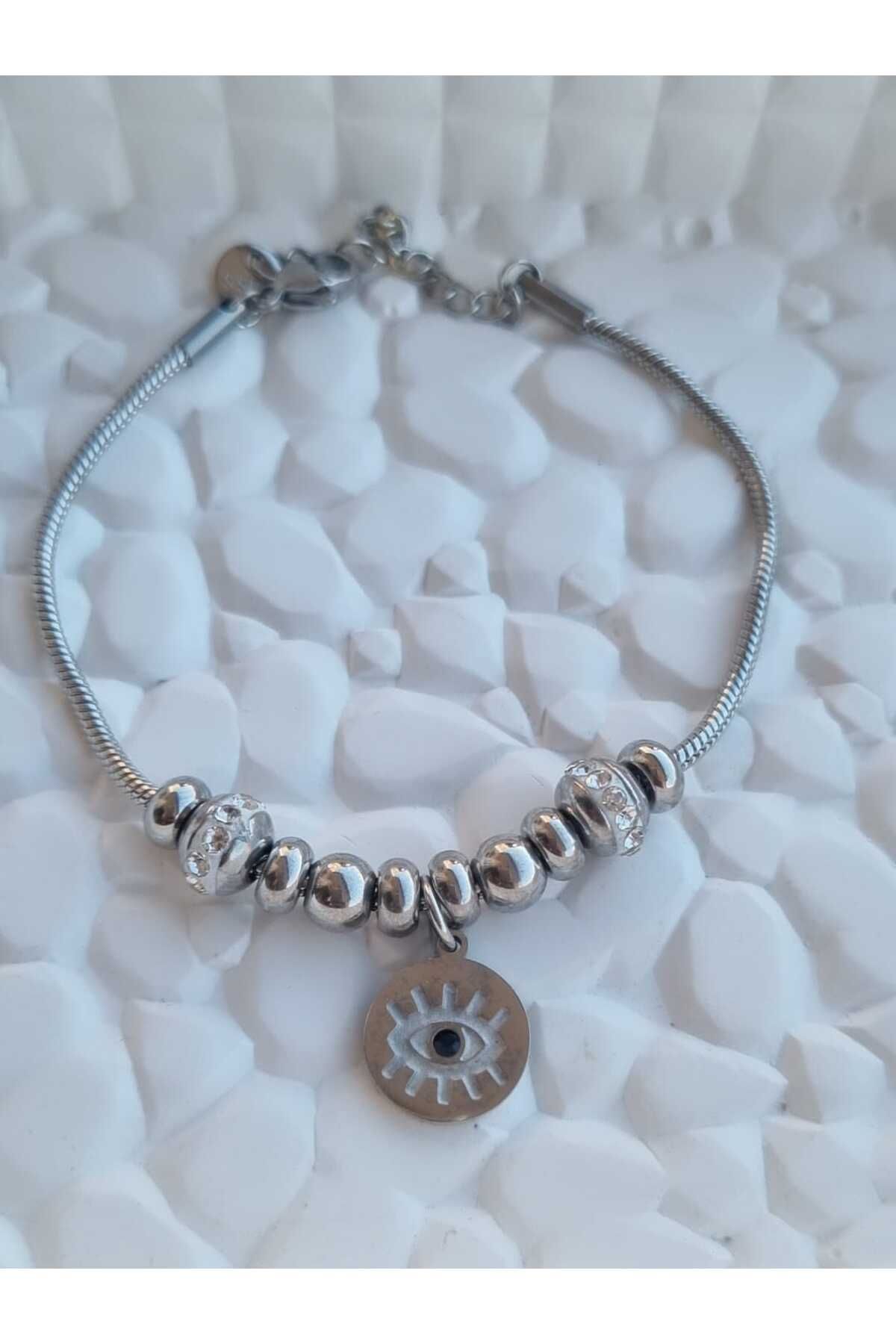 BRONZSTEEL Göz detay silver bileklik