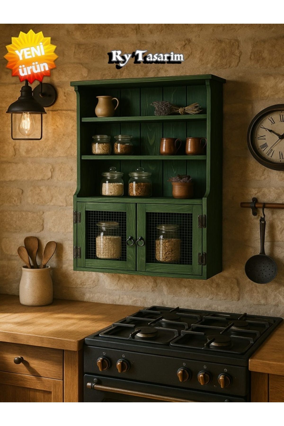 rymoble yesil rustik mutfak 120 x 80 cmdır