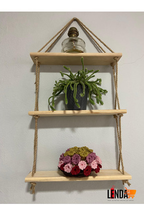 sgeteknoloji Doğal Ahşap Hazır Kurulu Dekoratif 3'lü Raf (40 cm *9 cm )