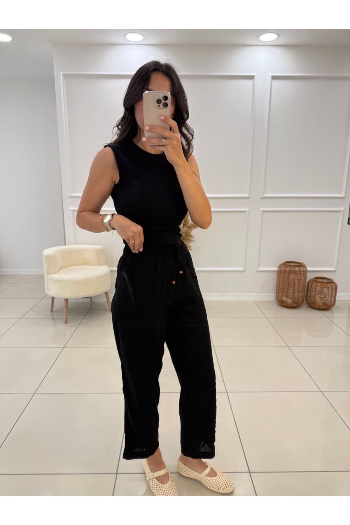 Butik Havuç Keten Pantolon