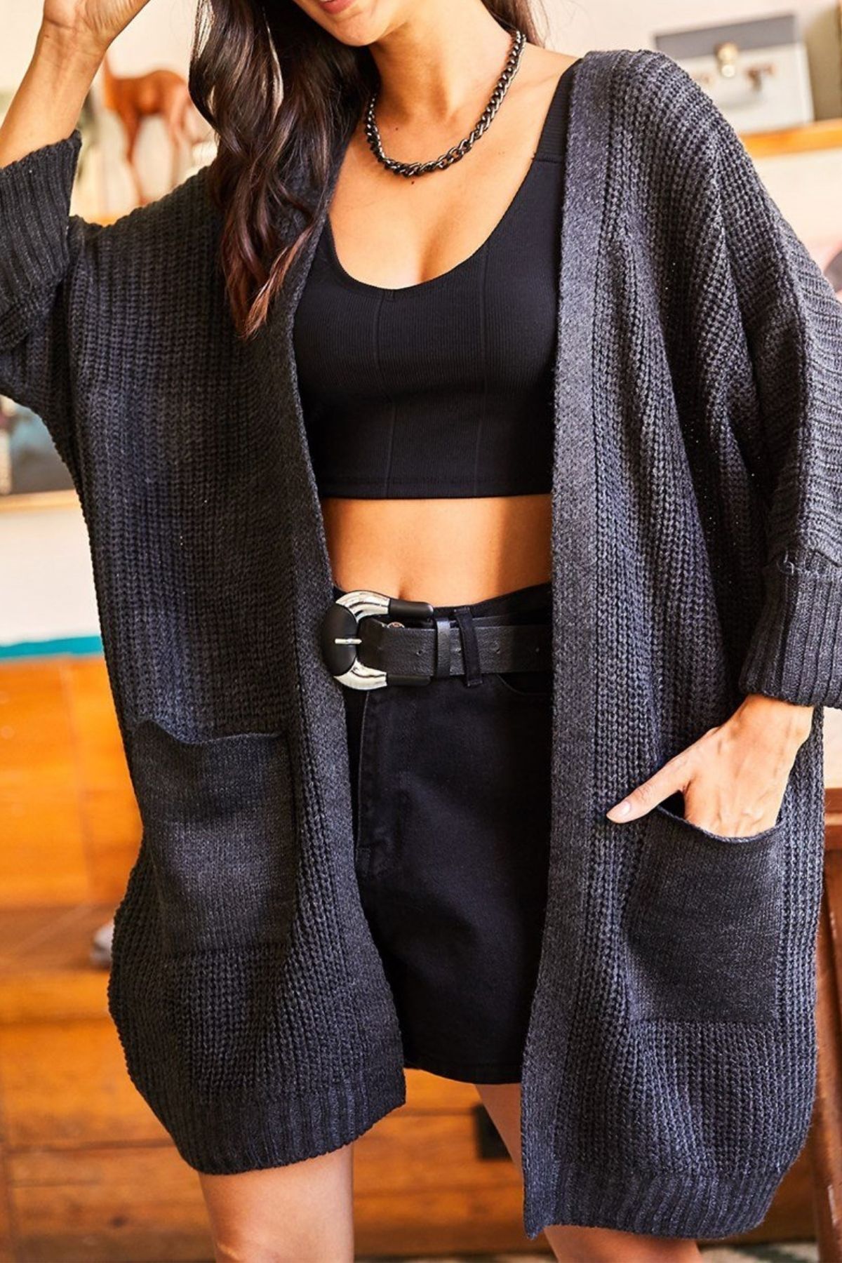 Marvine Kadın Oversize Model Triko Hırka
