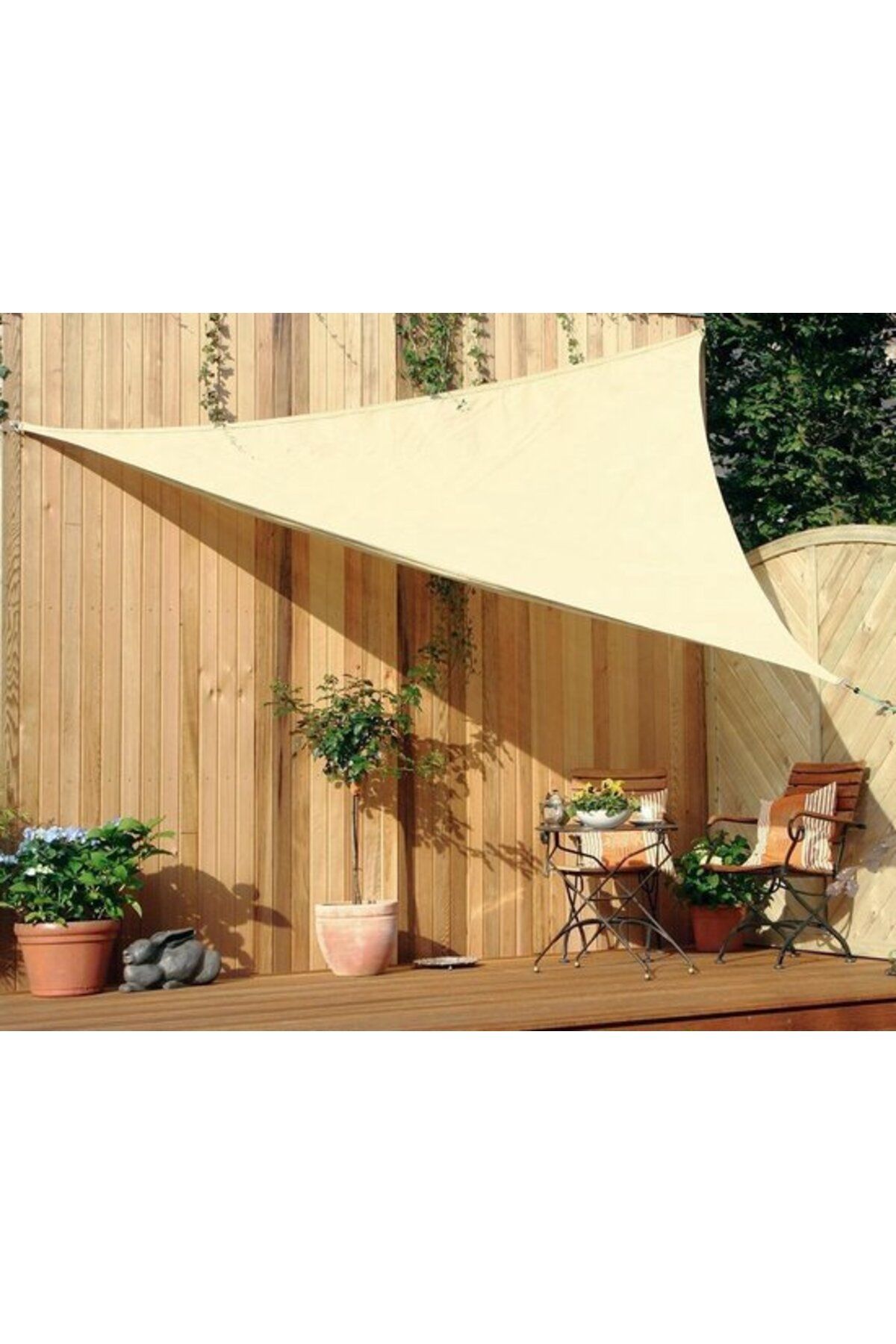 zola-Waterproof tarpaulin/sunblind,triangular, cream, with hooks, density 180 g/m², size 4x4x4m 5