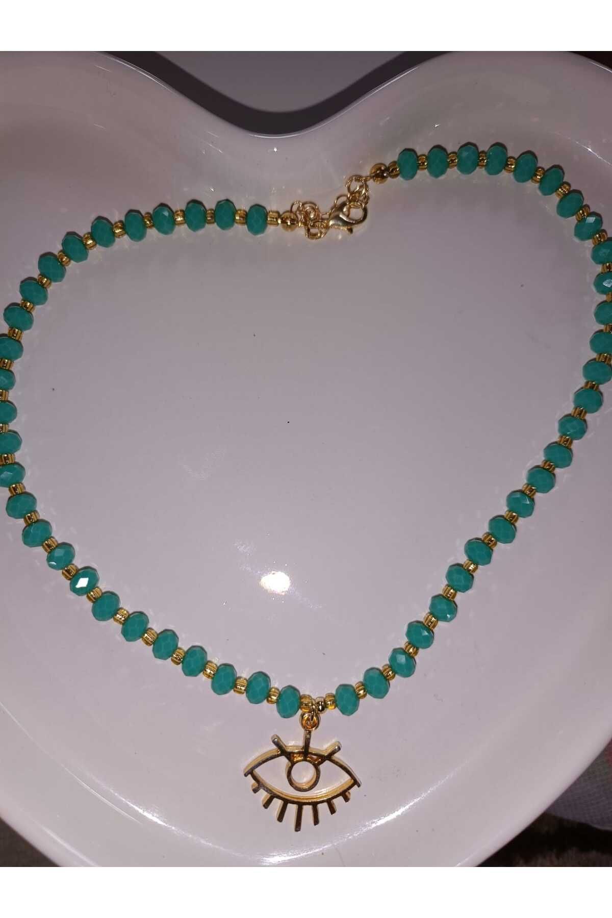 Fata Morgana Accessory Jade Yeşili GÖz Uçlu Kristal Kolye