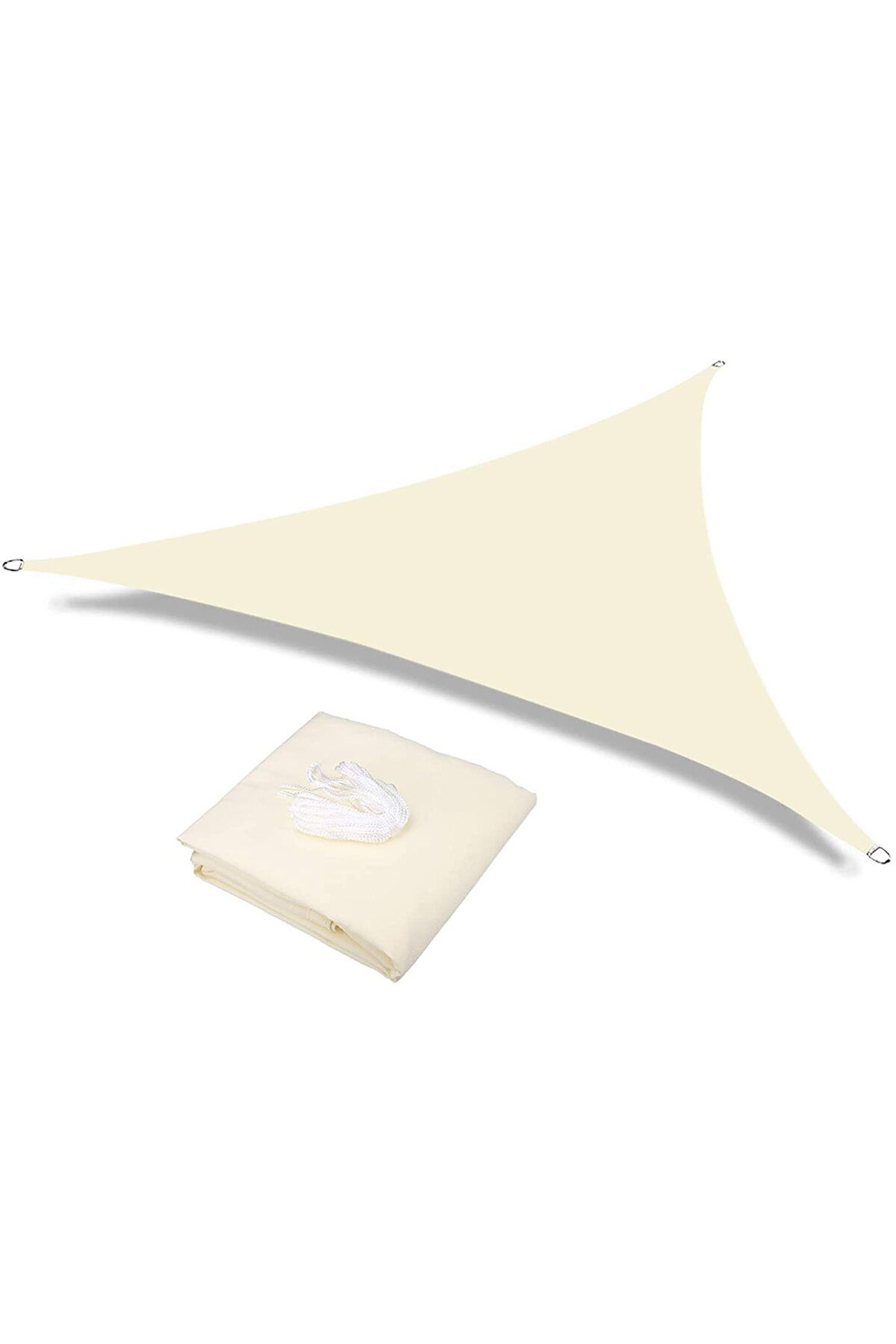 zola-Waterproof tarpaulin/sunblind,triangular, cream, with hooks, density 180 g/m², size 4x4x4m 4