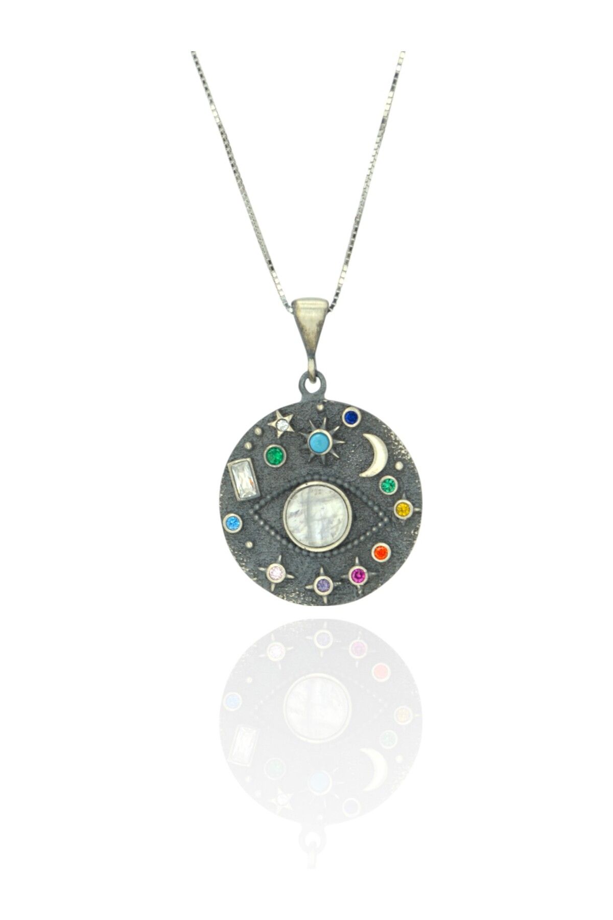 TACA JEWELLERY 925 Ayar Gümüş | Ay Taşlı Galaksi Kolye