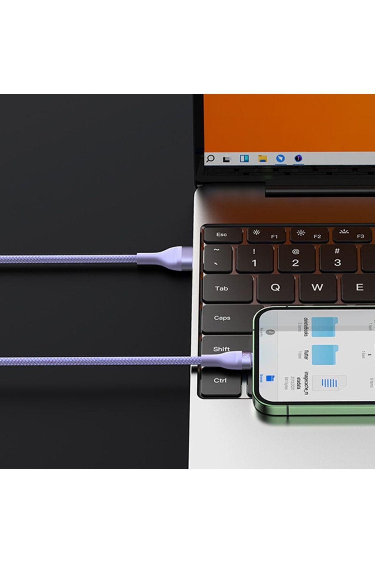 Baseus-Cablu de încărcare/date 3 în 1 USB la Tip-C, Lightning, Micro-USB, 66W, 1,2 m, Flash Series 2, Violet 5