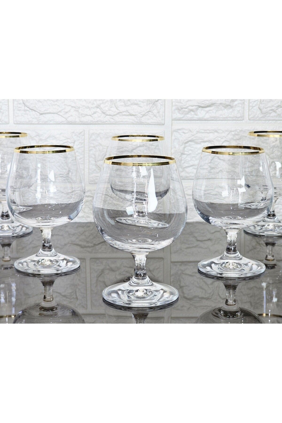 atabey home 6 ADET KRİSTAL CAM - AYAKLI MEŞRUBAT BARDAĞI GERÇEK ALTIN YALDIZLI 250 ML