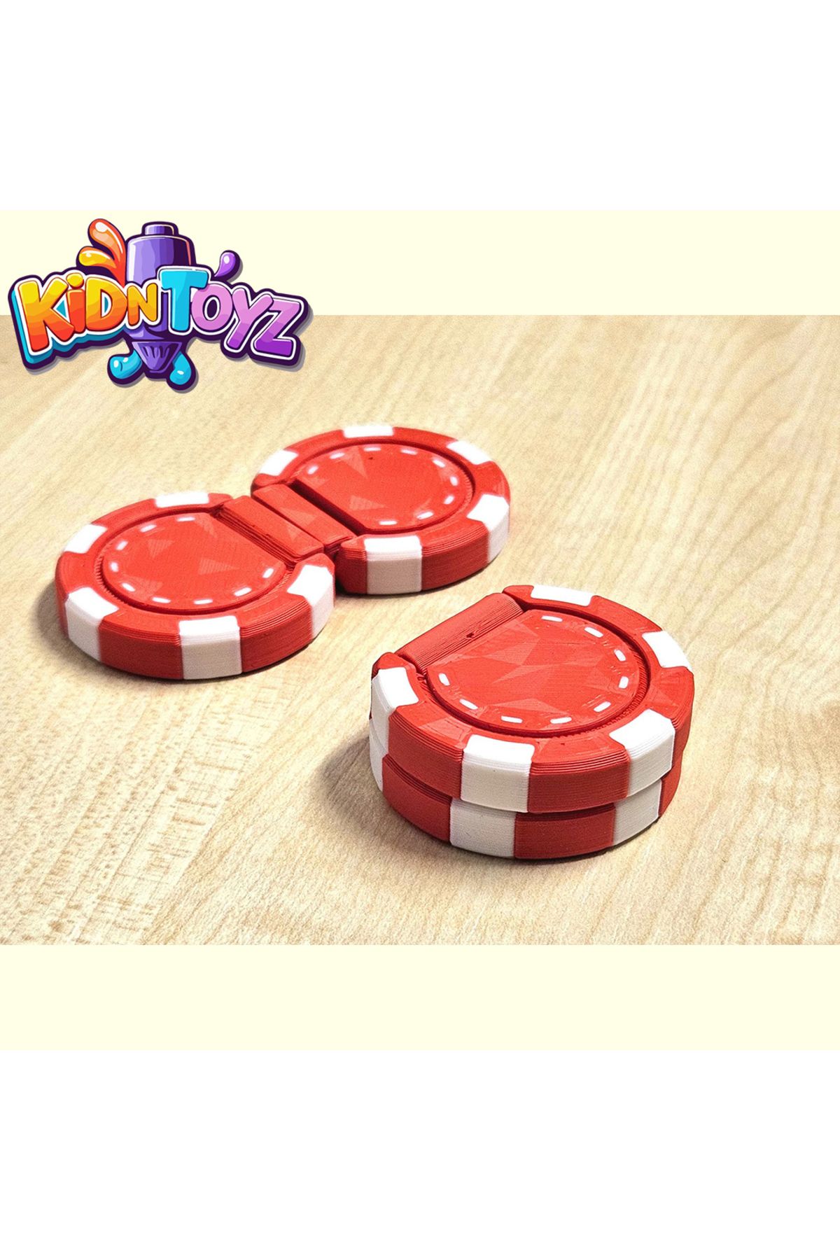 kidntoyz Poker Chip Fidget Toy – Çift Renkli Tıklamalı Stres Oyuncağı