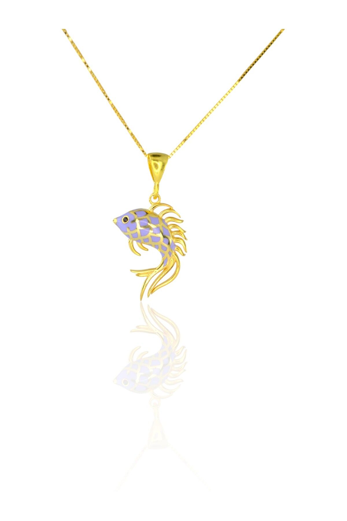 TACA JEWELLERY 925 Ayar Gümüş | Mineli Lila Balık Kolye