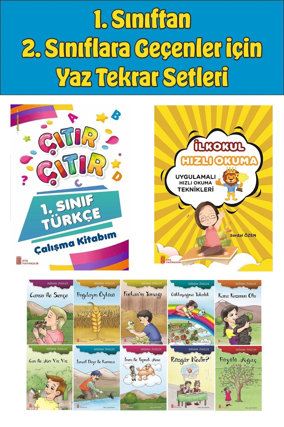 Ata Yayıncılık 1.Sınıftan 2.Sınıfa Geçenler İçin Hızlı Okuma ile Çıtır Türkçe Çalışma Kitabım+10 lu Hikaye Seti 4