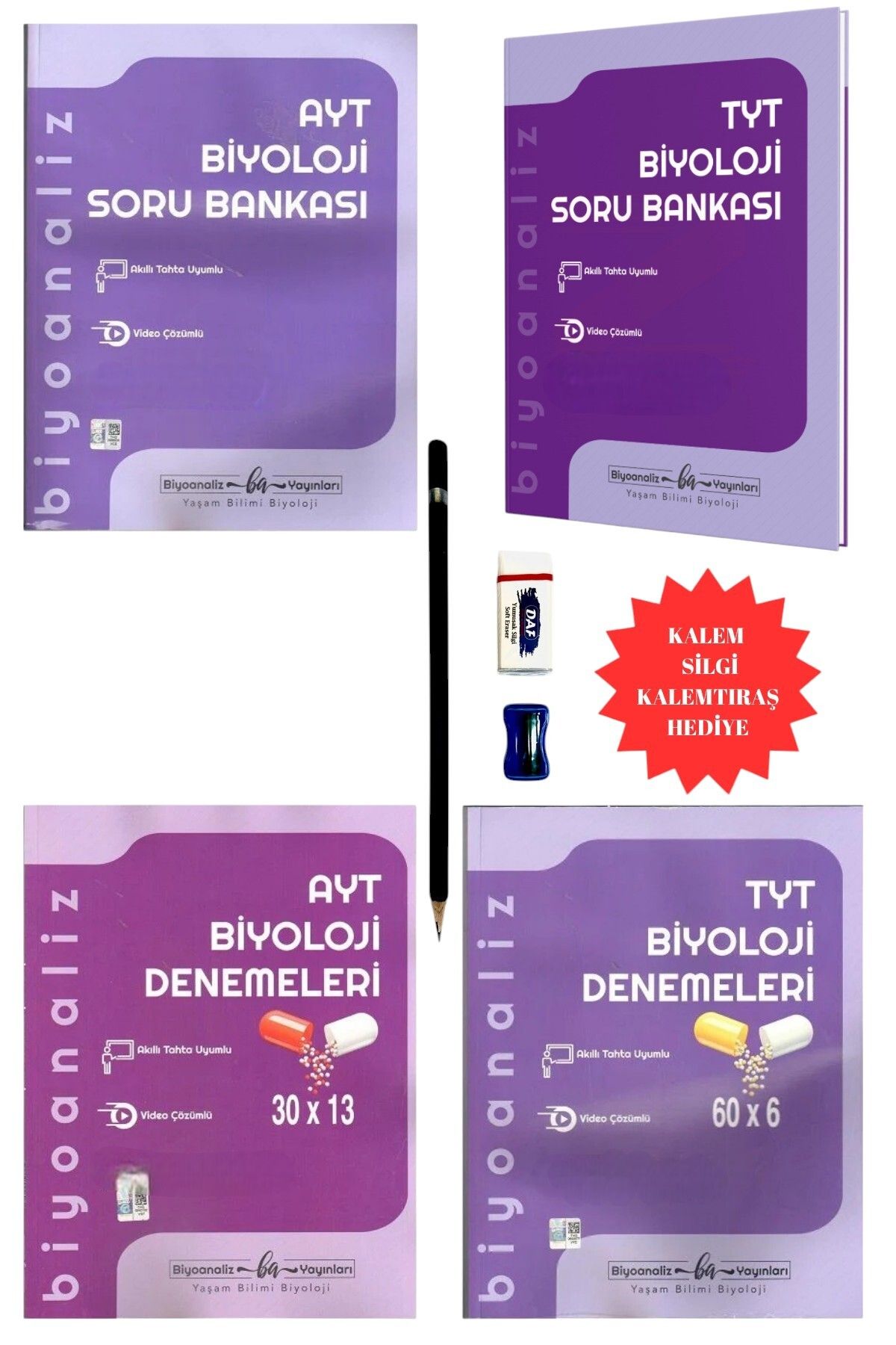 Biyoanaliz Yayınları TYT Biyoloji AYT Biyoloji Soru Bankası ve Deneme Seti 4 Kitap(SINAV SETİ HEDİYELİ)