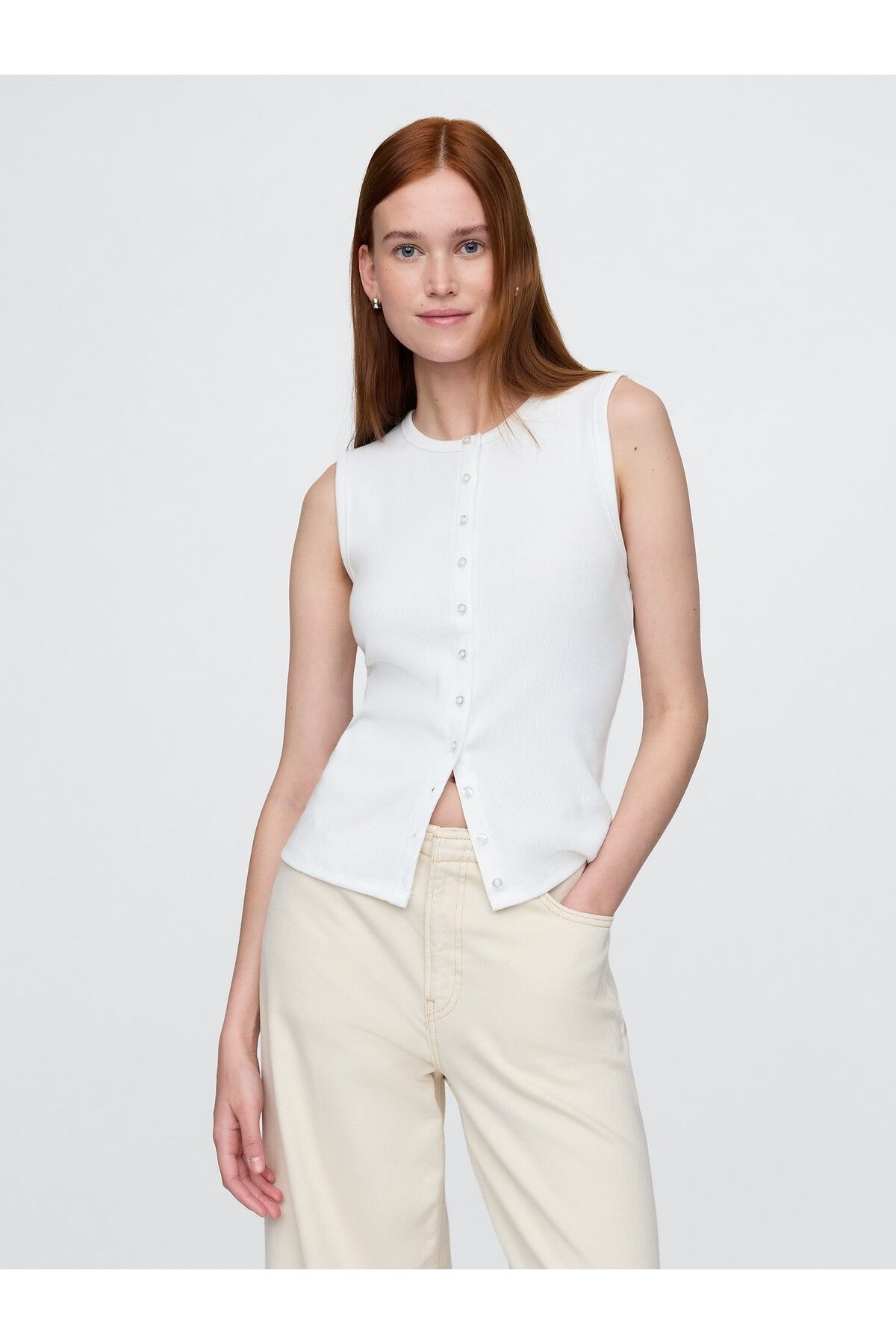 GAP Kadın Beyaz Modern Fitilli Hırka Yelek