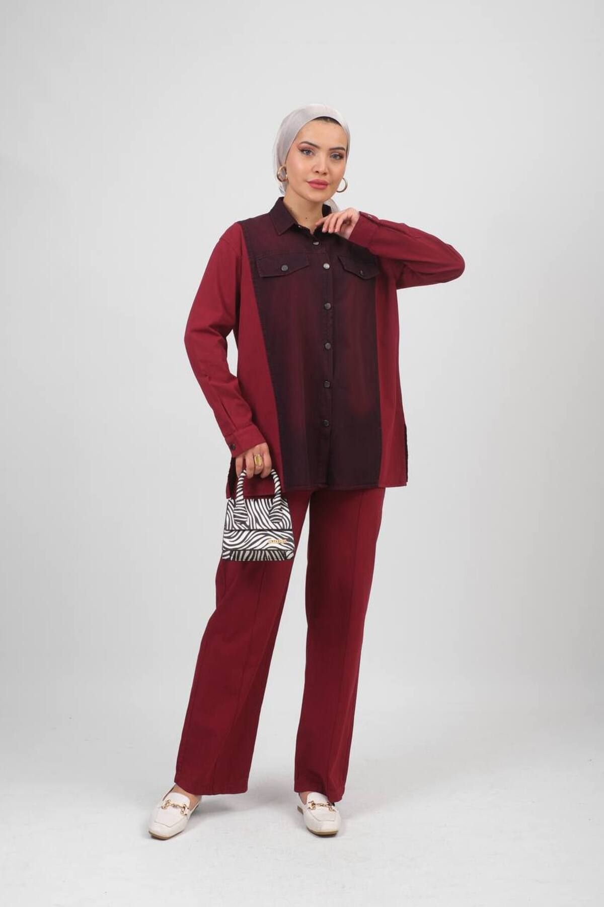 SETA FASHION Denim detaylı ikili takım Mevsimlik kumaş